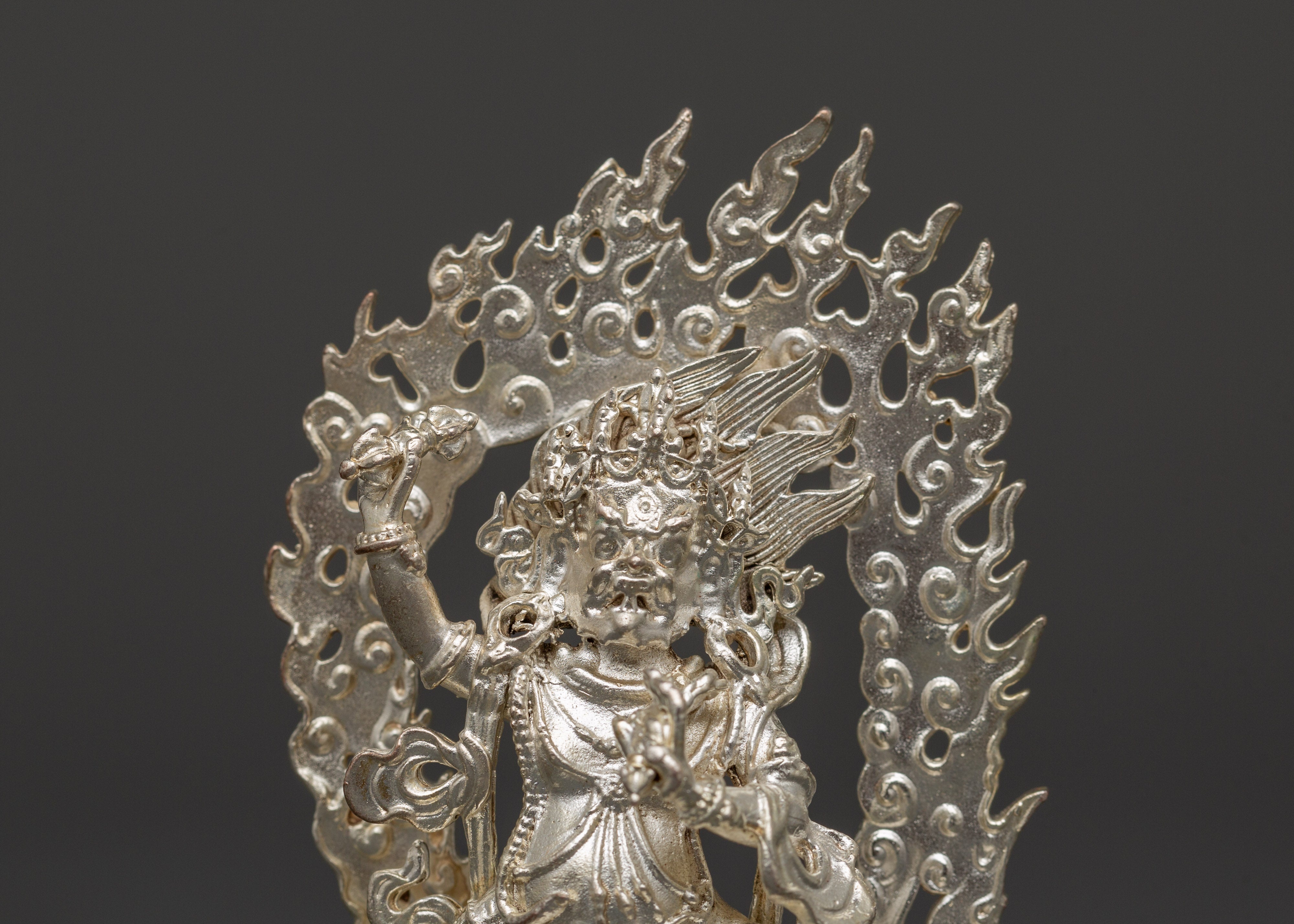 Vajrapani Silver Plated Statue | Tibetan Buddhist Protector