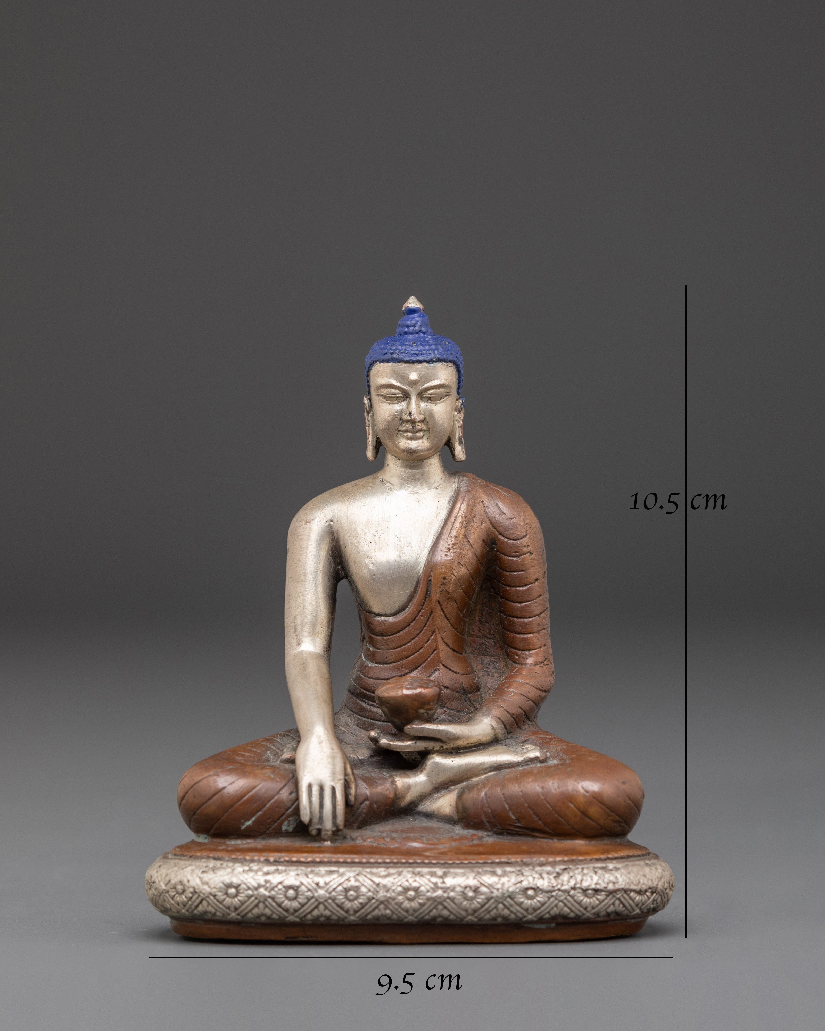 Handmade Awakened Shakyamuni Buddha Statue | Silver Plated Meditation Decor