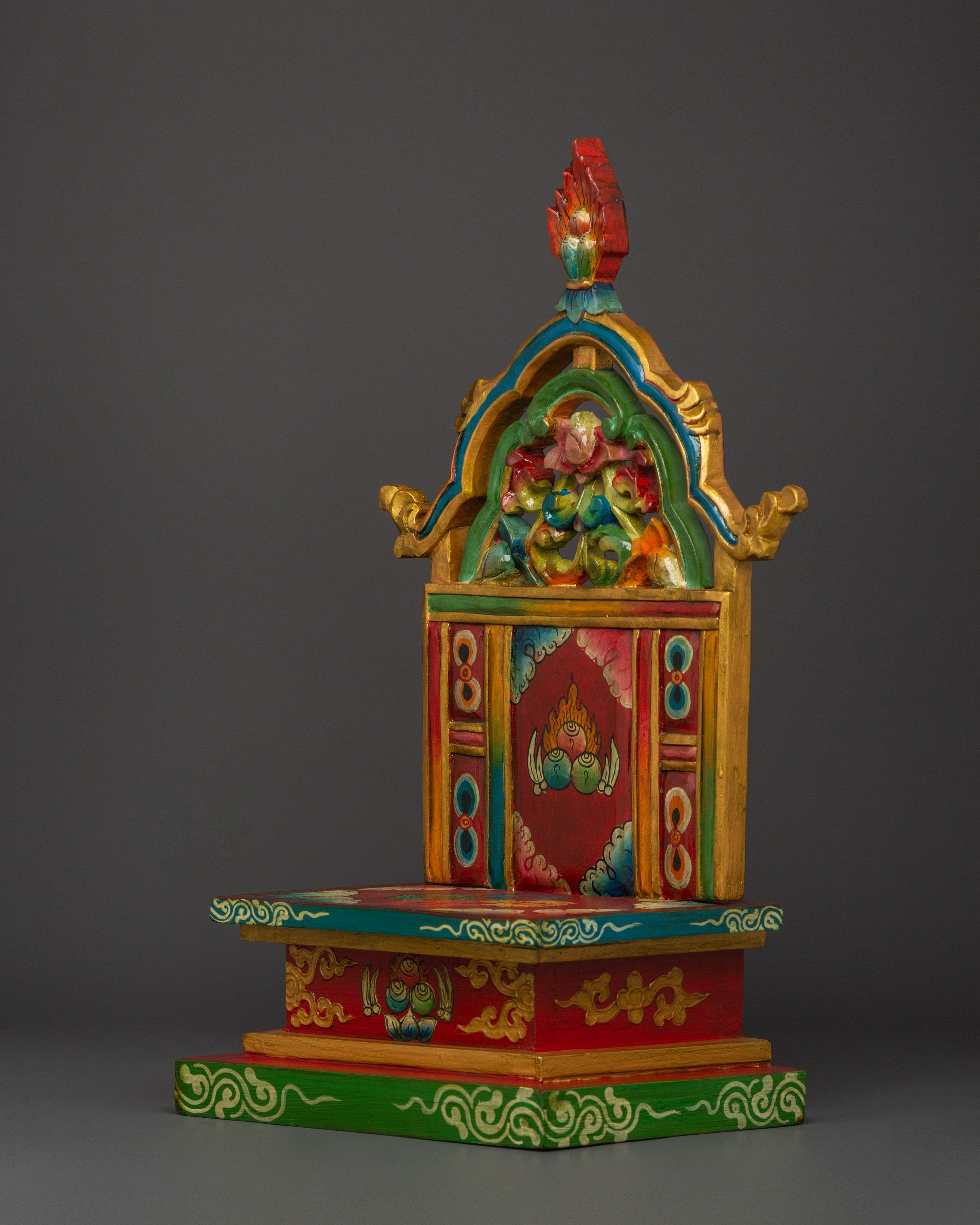 Tibetan Ritual Throne | Handcarved Deity Seat for Buddhist Altar