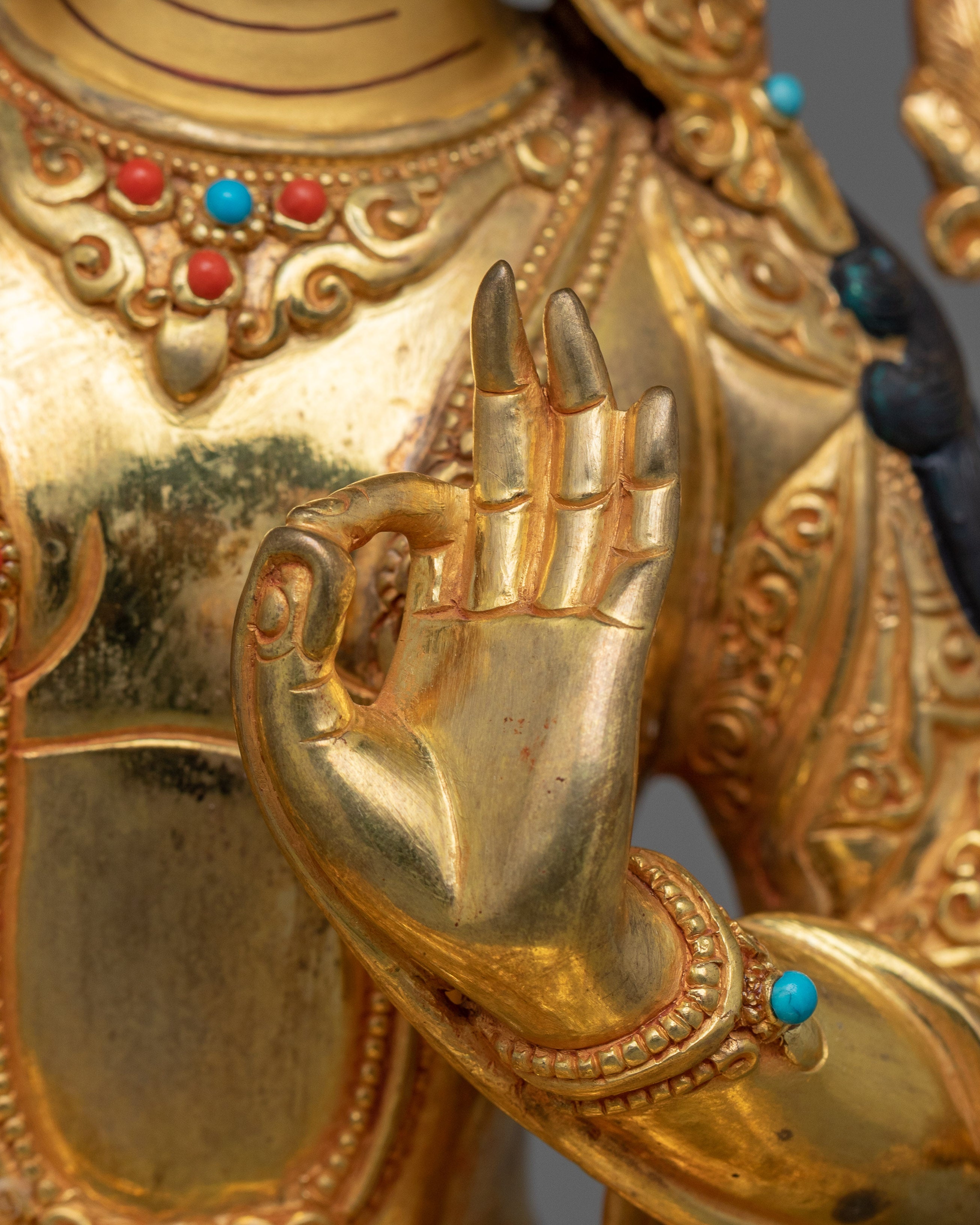 Historical Golden Manjushri Statue | Traditional Himalayan Art