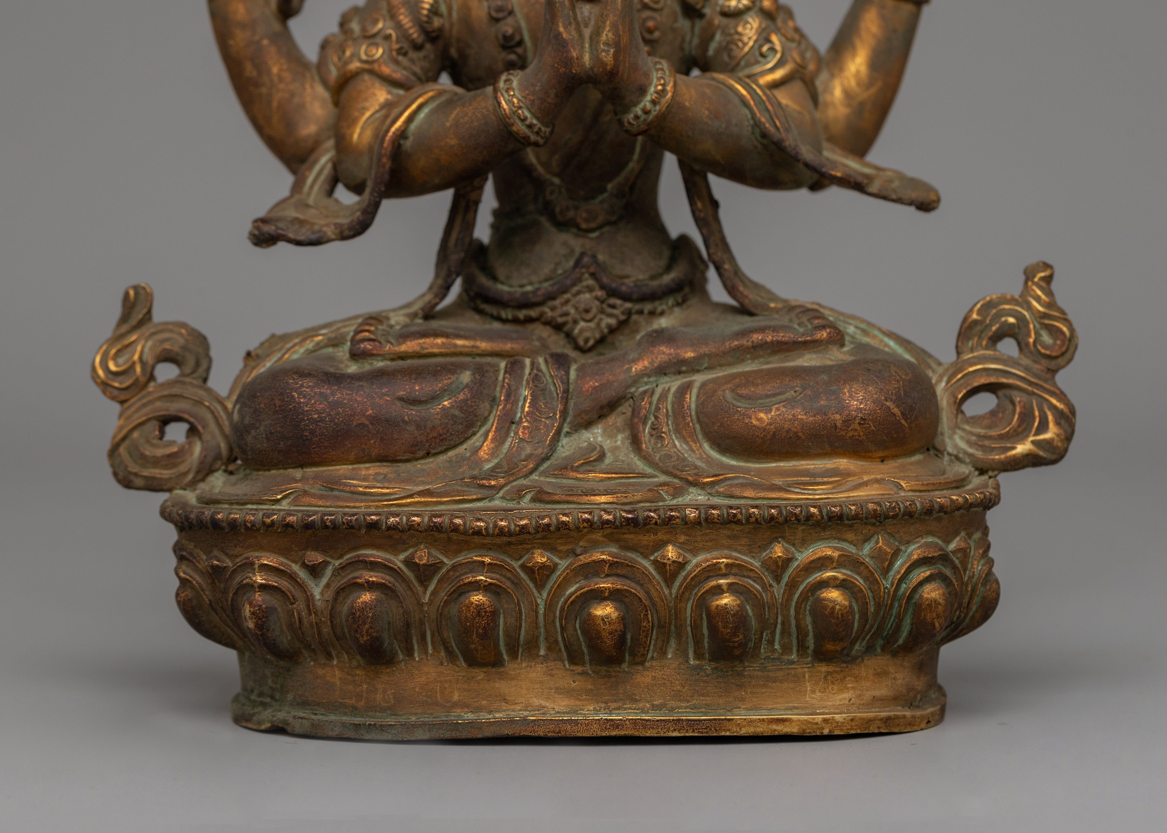 Four Armed Chenrezig Buddhist Deity Statue | Traditional Himalayan Art And Craft of Nepal
