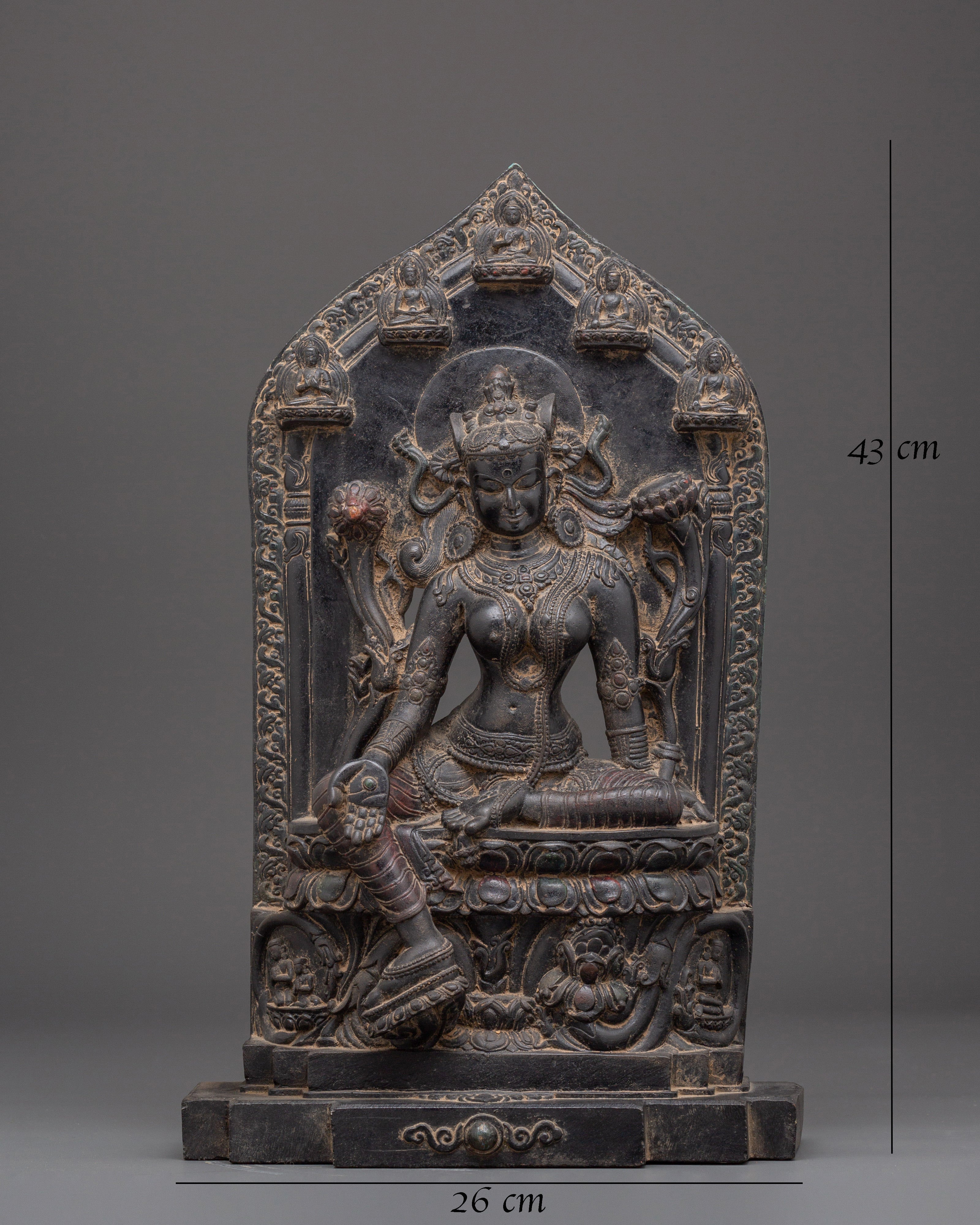 Compassion Deity Green Tara on Throne | Shyama Tara Sculpture