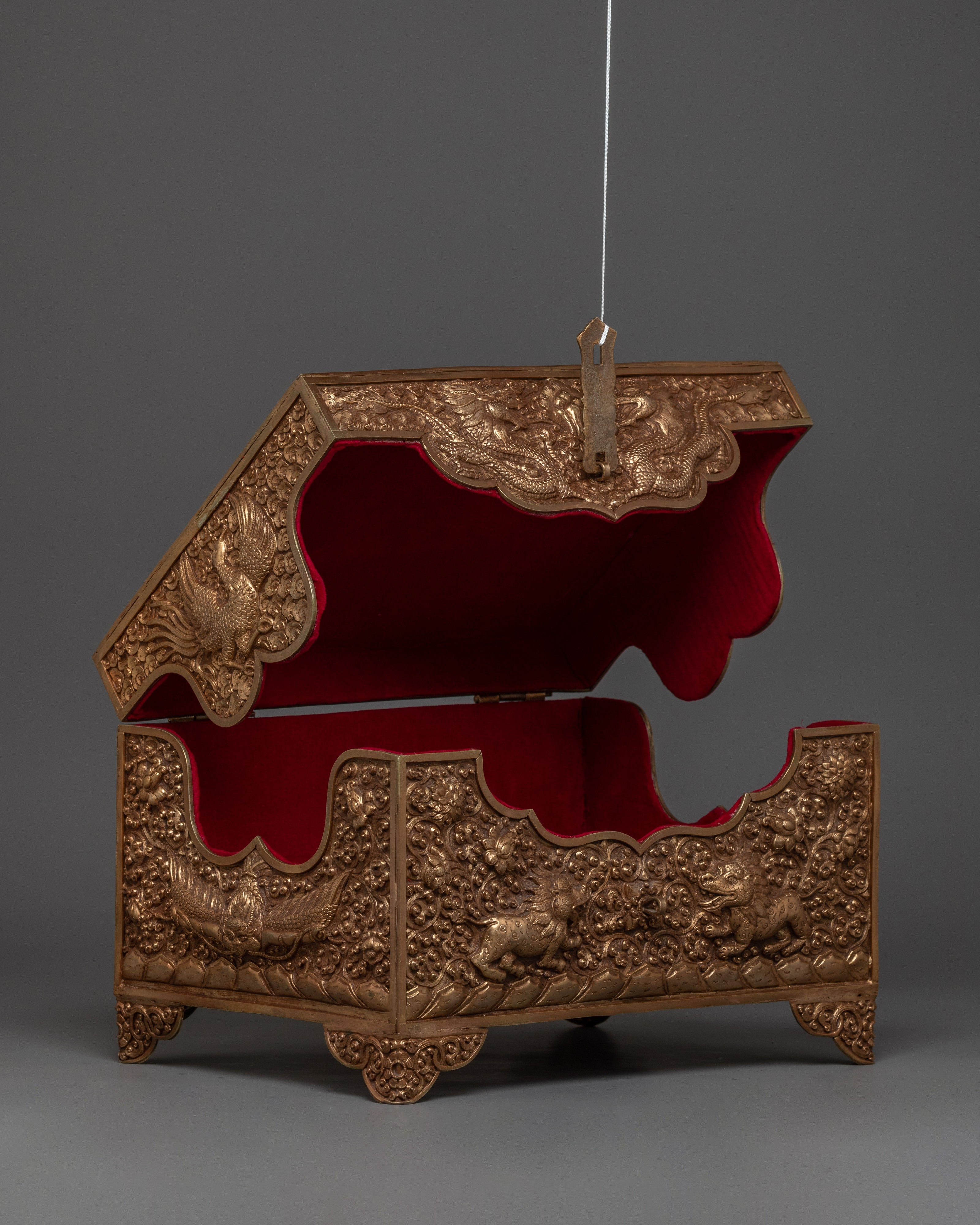 Copper Treasure Box with Gold Plating | Snow Lion Guardians