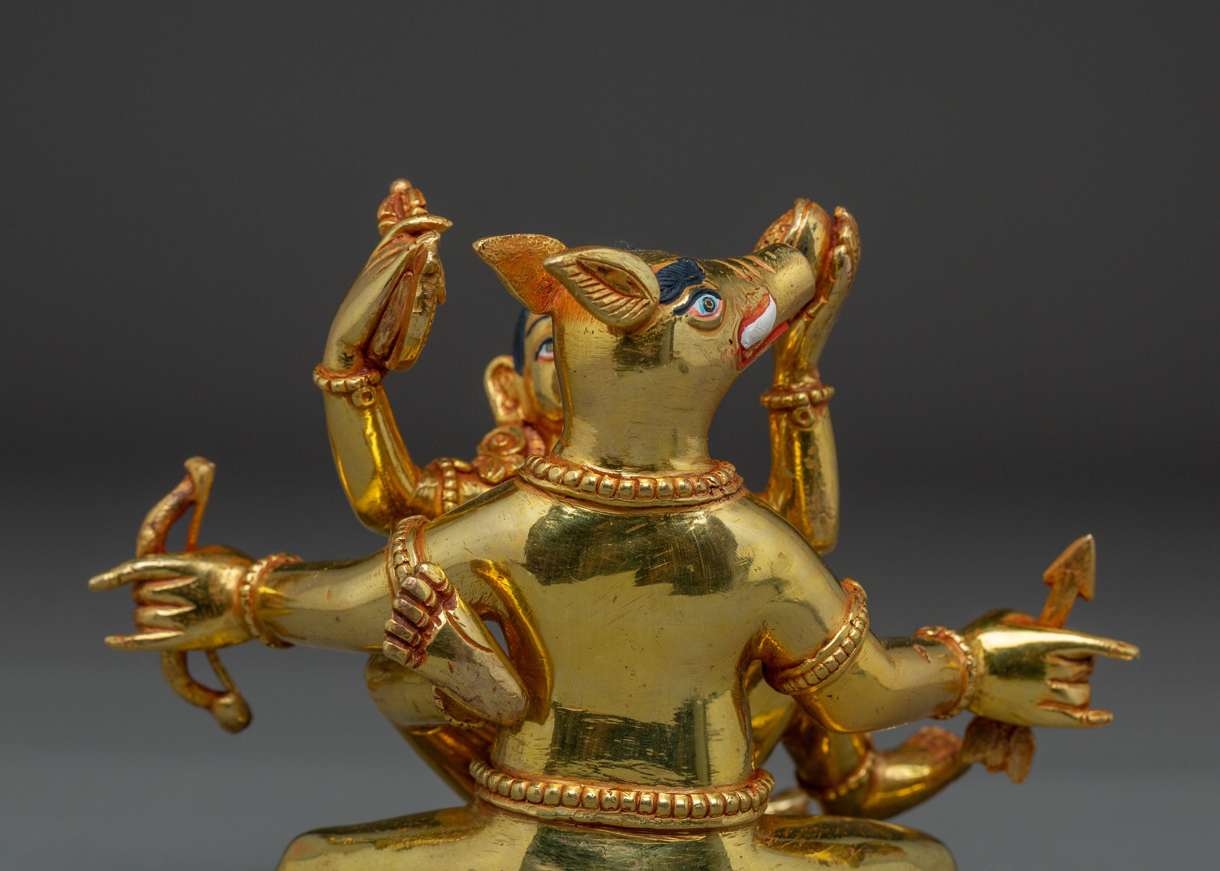 Varaha with Consort Statue | Handcrafted Gold Gilded Copper Vishnu Avatar