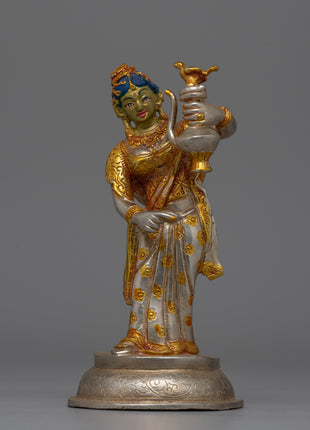 Newari Traditional Clad Silver & Gold-Plated Statue