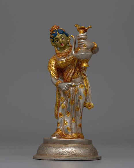 Newari Traditional Clad Silver & Gold-Plated Statue