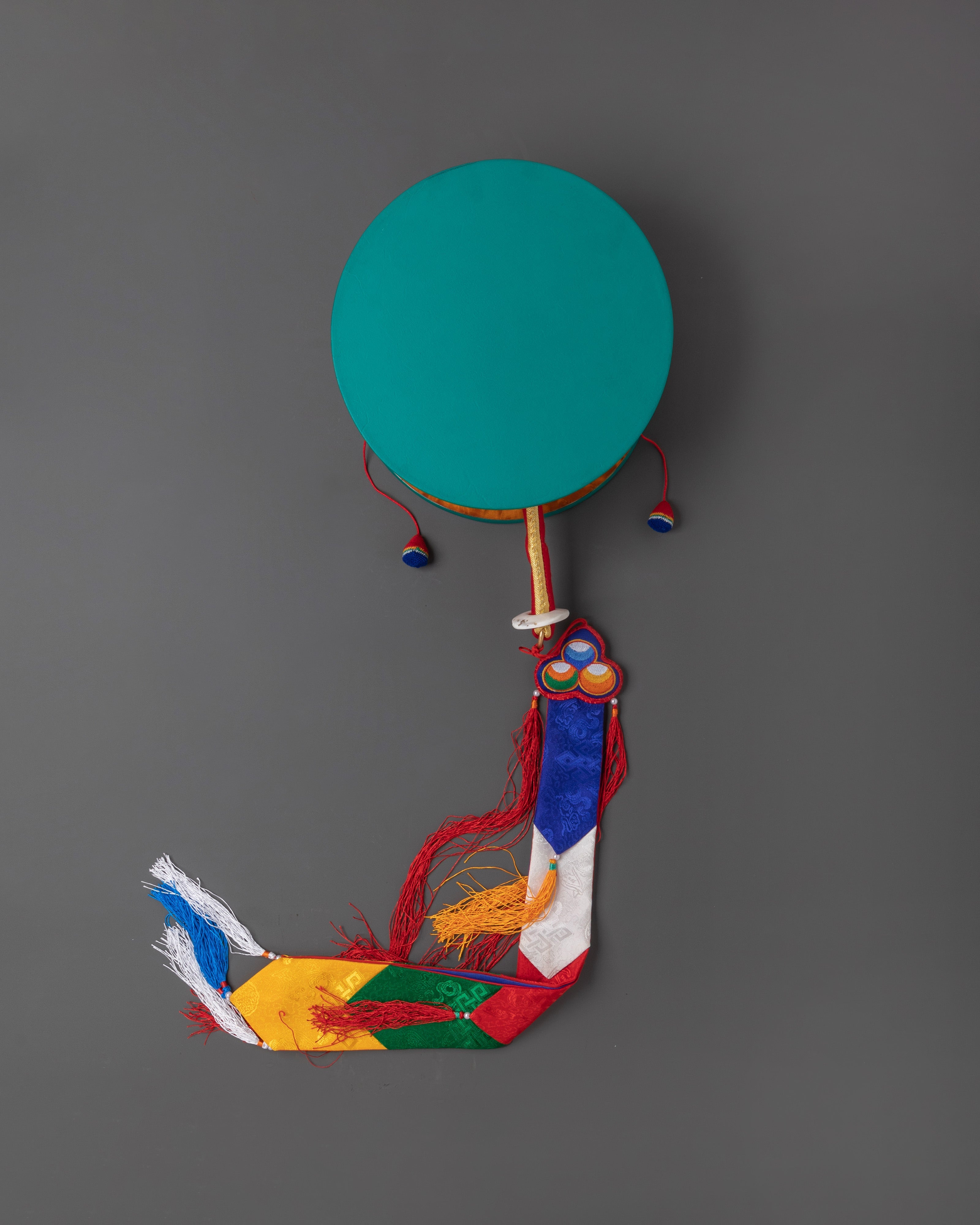 Tibetan Damaru Drum with Silk Tail | Chod Ritual Drum in Bhutanese Wood