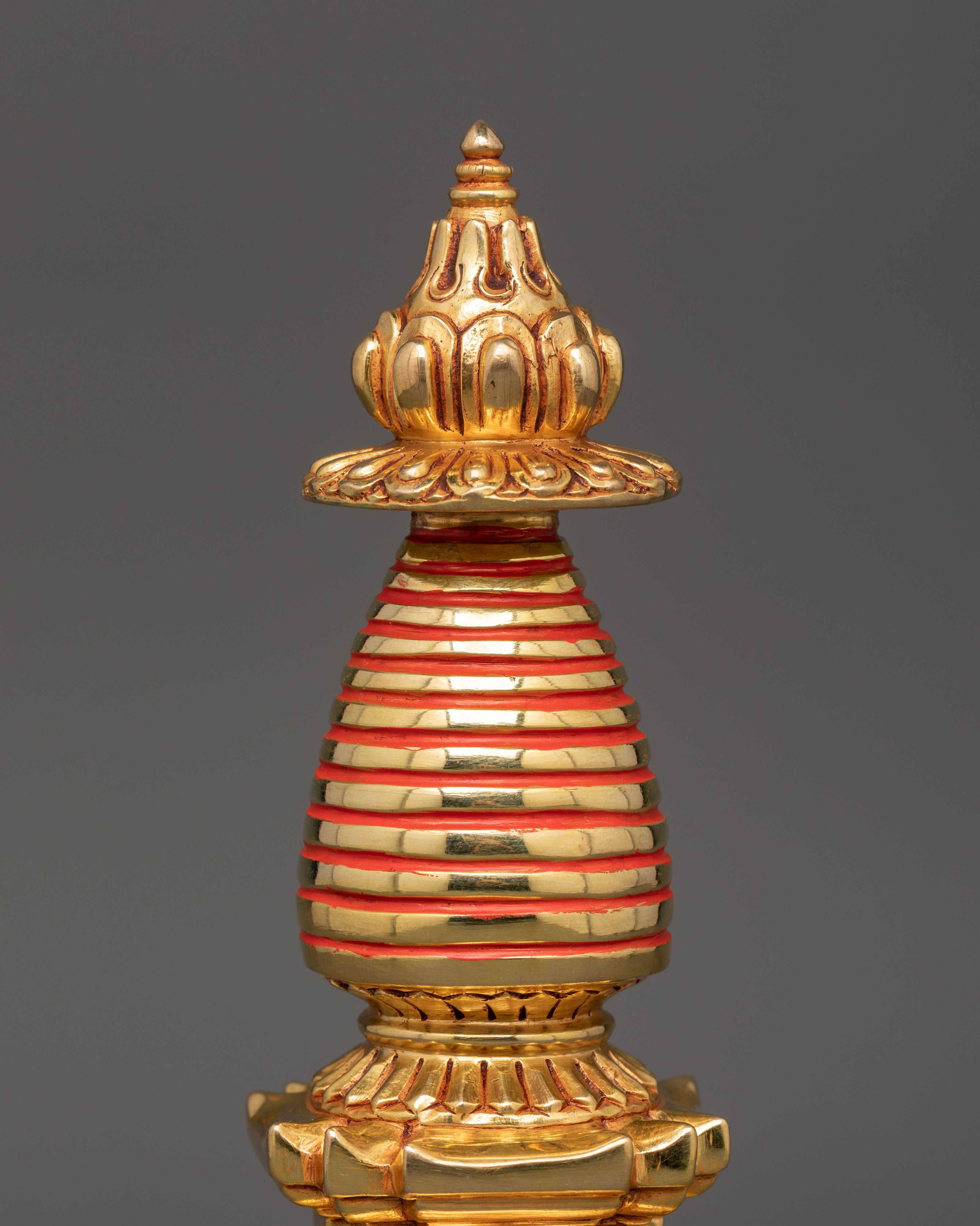 Tibetan Buddhist Gold-Plated Stupa | Spiritual Stupa for Altar or Shrine