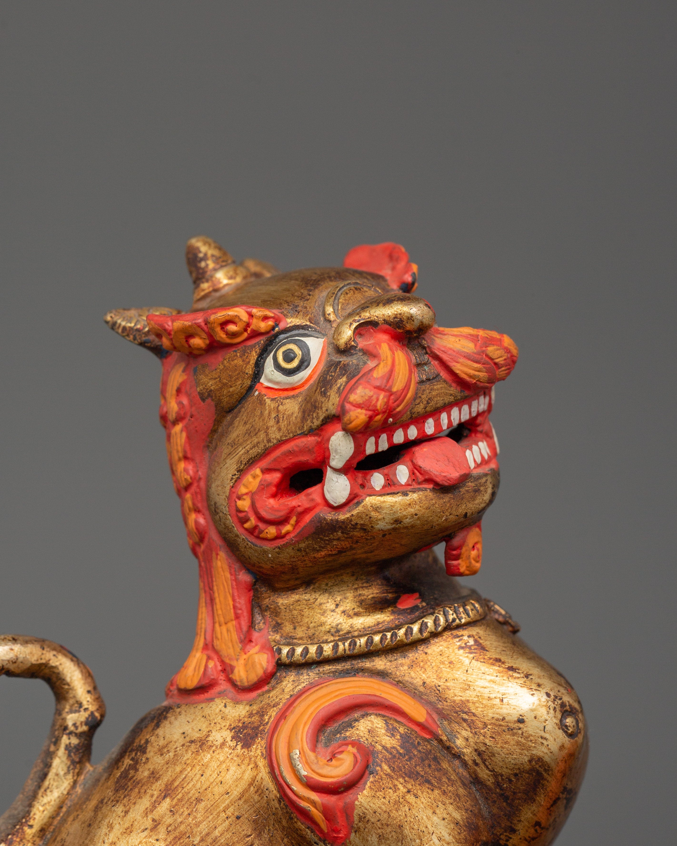 Handcrafted Pair of Tibetan Snow Lion Statues | Foo Dogs Crafts