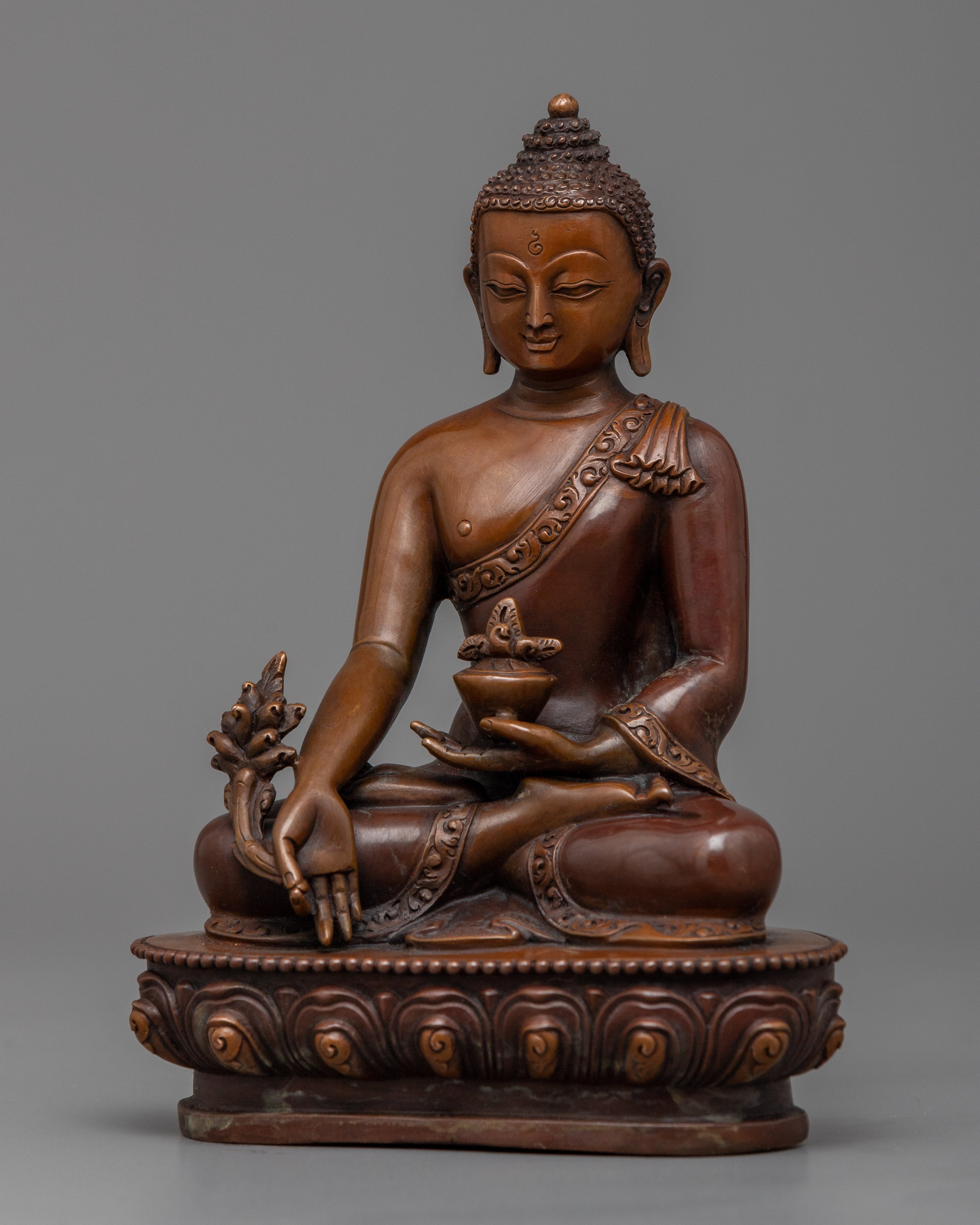 Medicine Buddha Mantra Practice Sculpture | Oxidized Copper Buddhist Statue