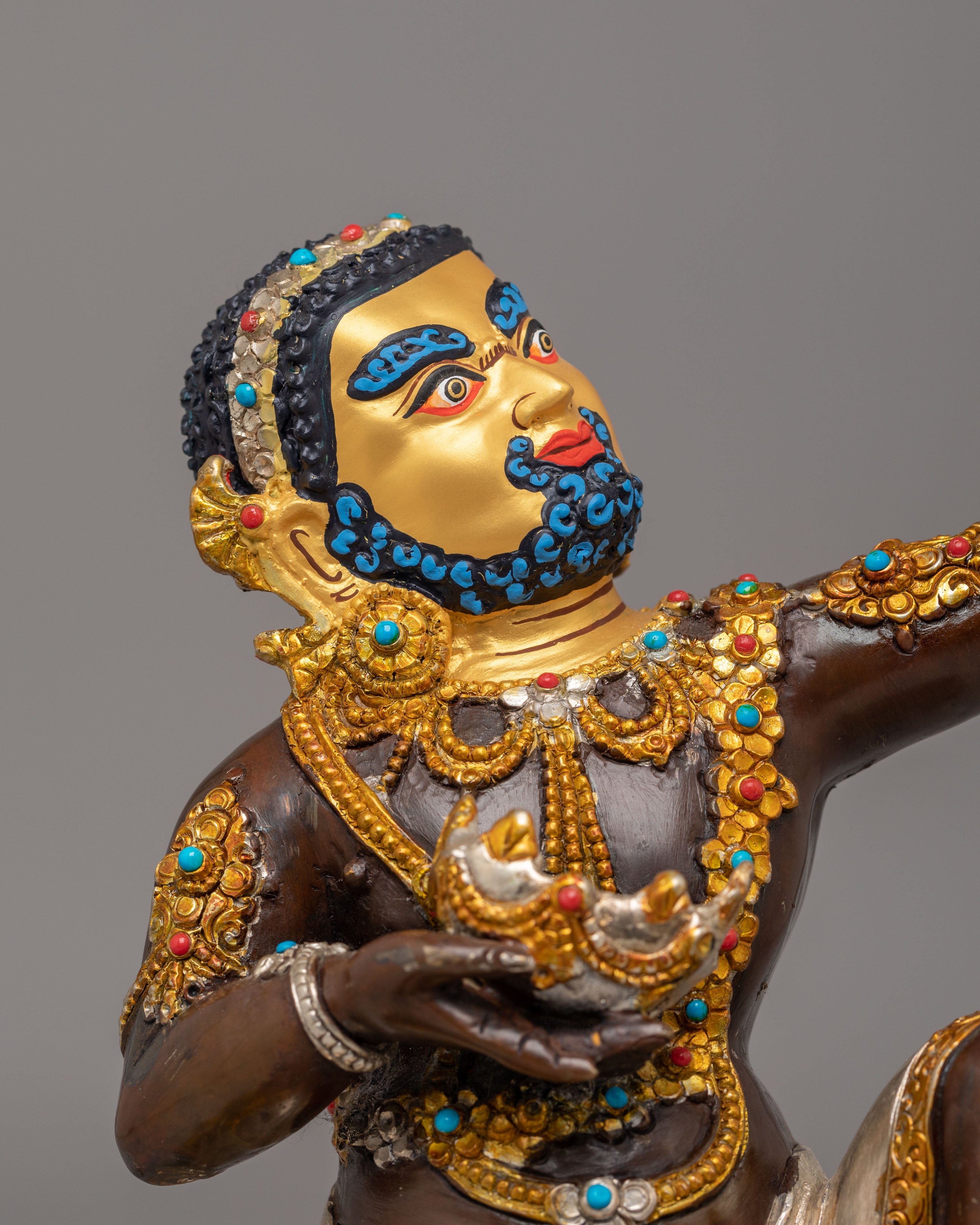 Mahasiddha Virupa Statue | 24K Gold Plated Buddhist Meditation Sculpture