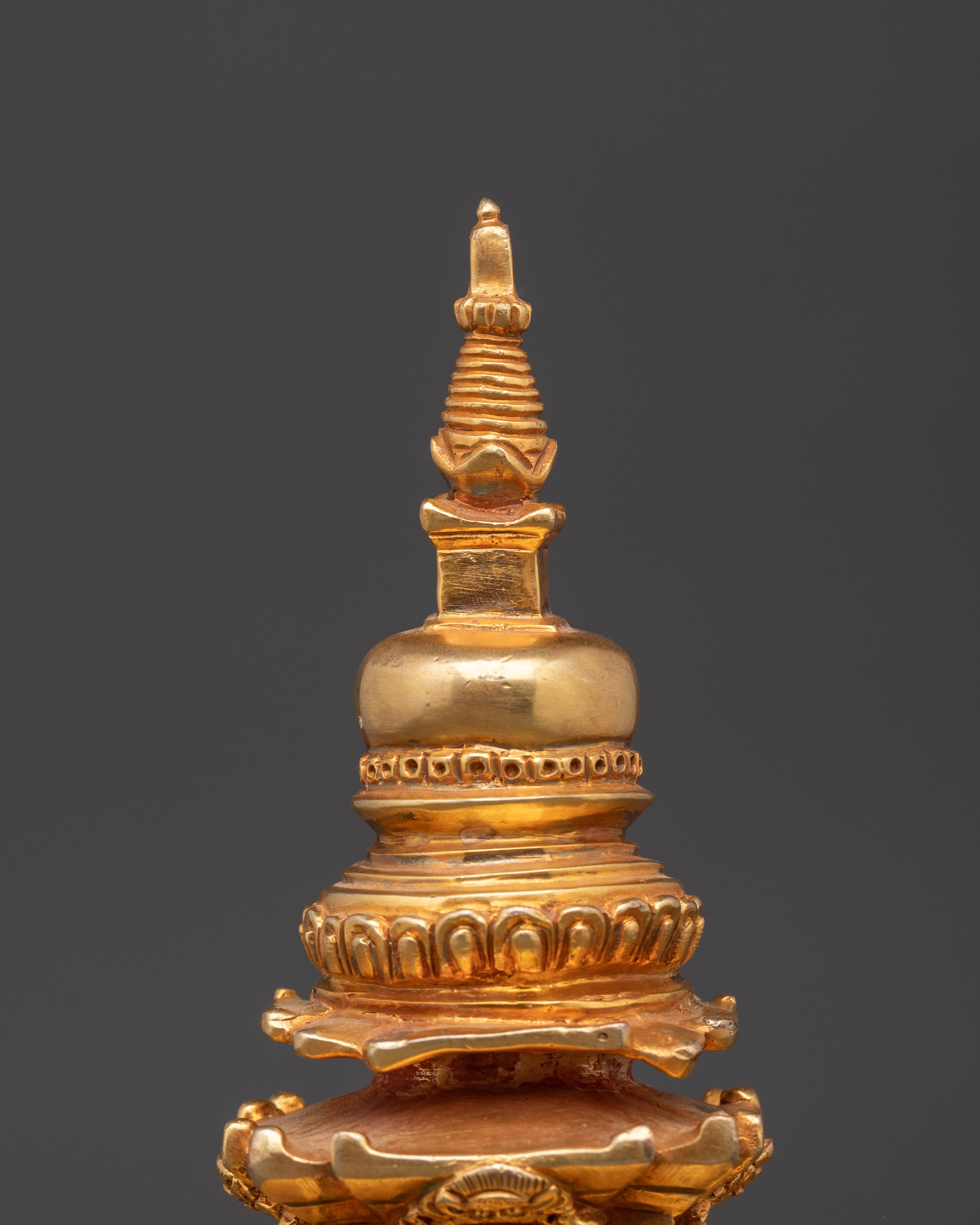 Copper Stupa with Gold Plating | Spiritual Decor