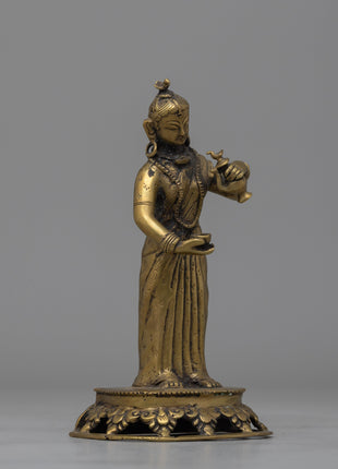 Elegant Handcrafted Newari Lady Offering Statue | Perfect for Altars or Spiritual Decor