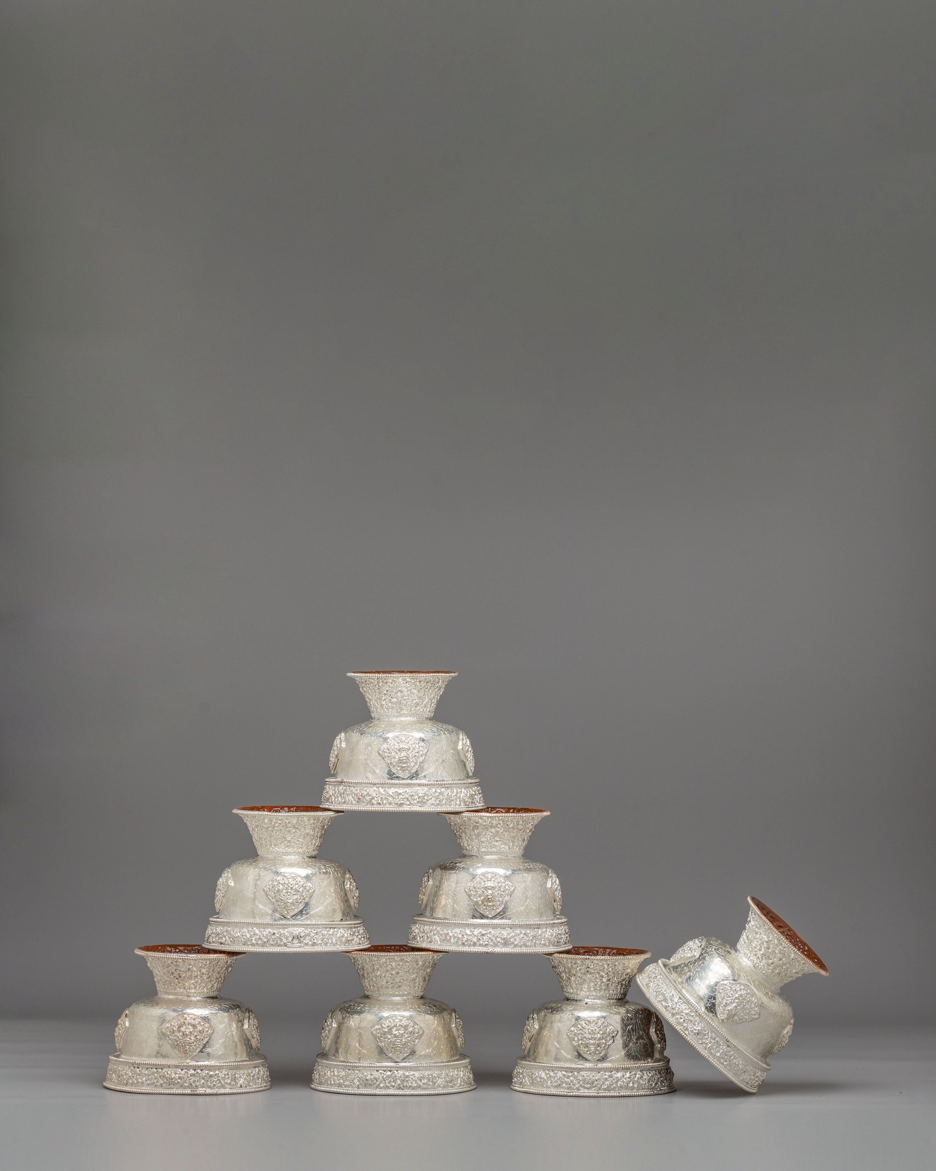 Traditional Sacred Offering Bowl Set | Tibetan Ritual Offering Vessels