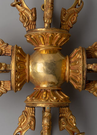 Handcrafted Gold-Plated Bishwa Vajra | Symbol of wisdom and strength