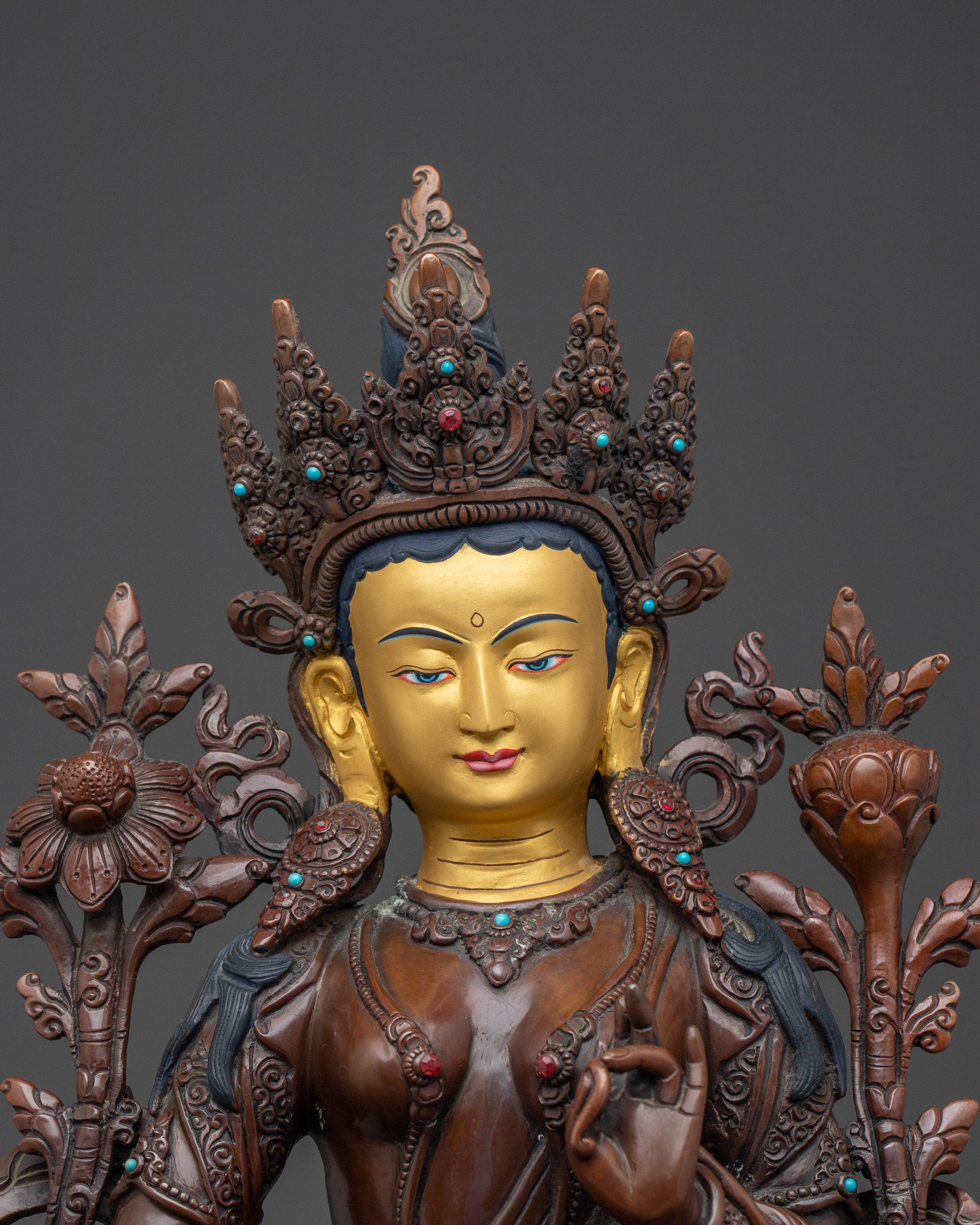 Female Bodhisattva Green Tara Sculpture | Compassionate Mother Deity