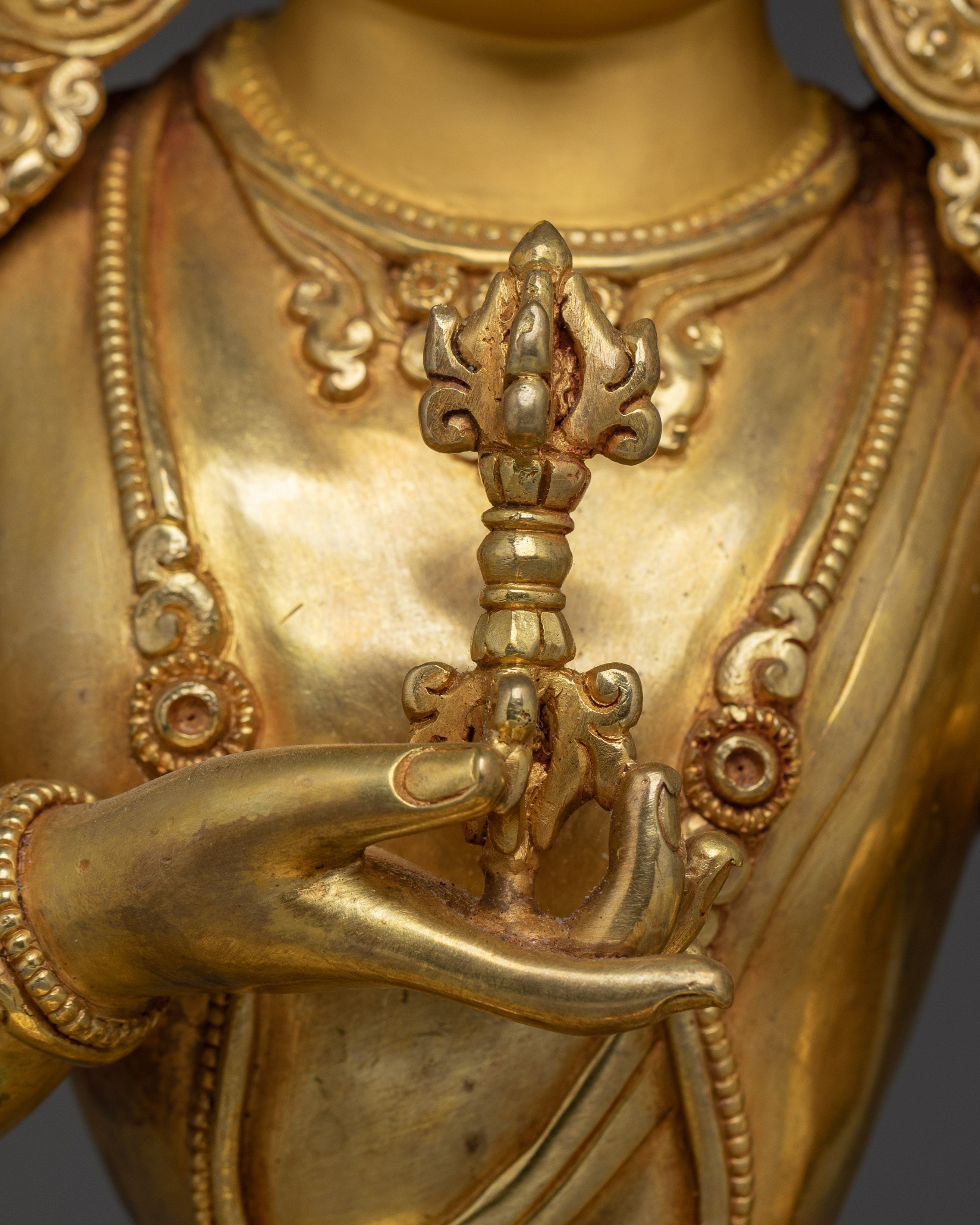 Handcrafted 24K Gold Gilded Vajrasattva Buddhist Sculpture For Meditation