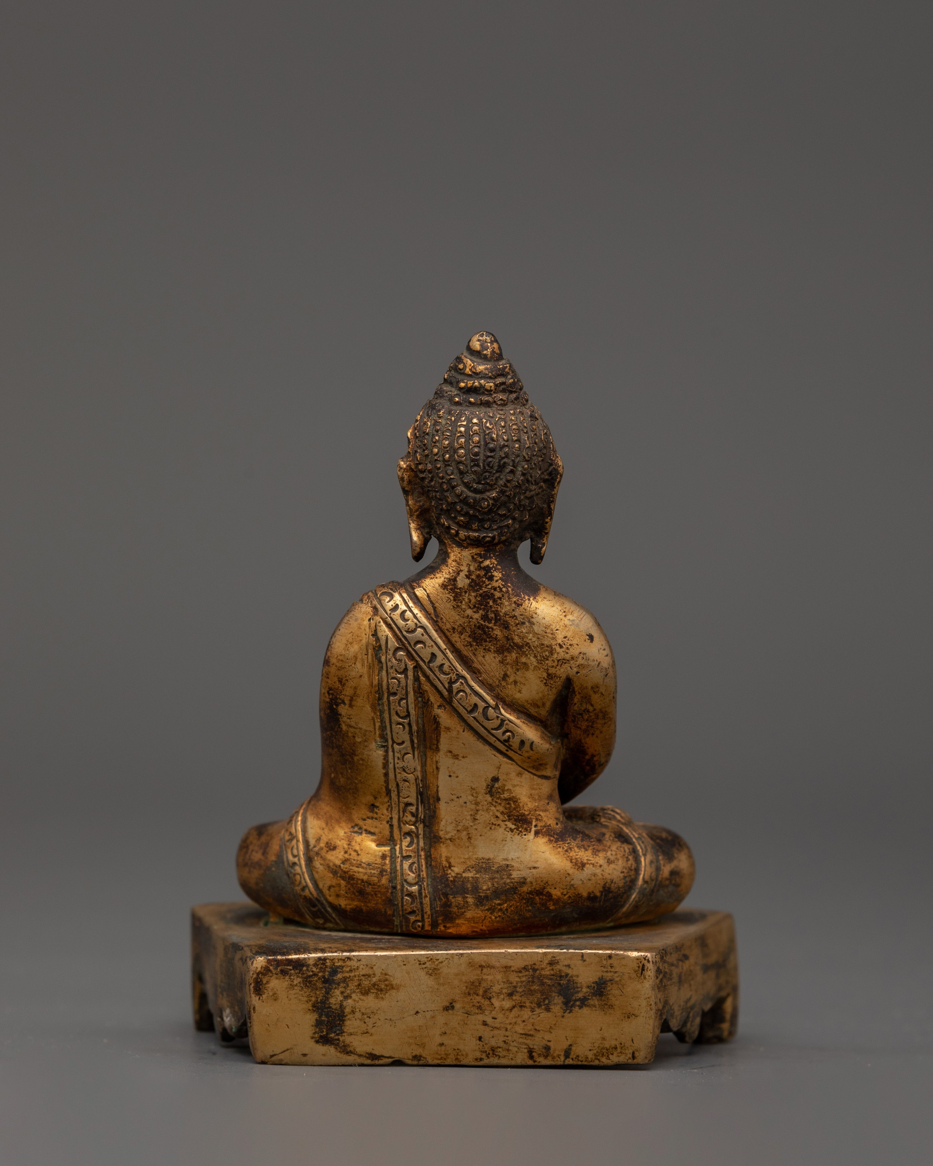 Amitabha Buddha Statue Copper Body Gold Plated Antique Finish | Meditation Decor