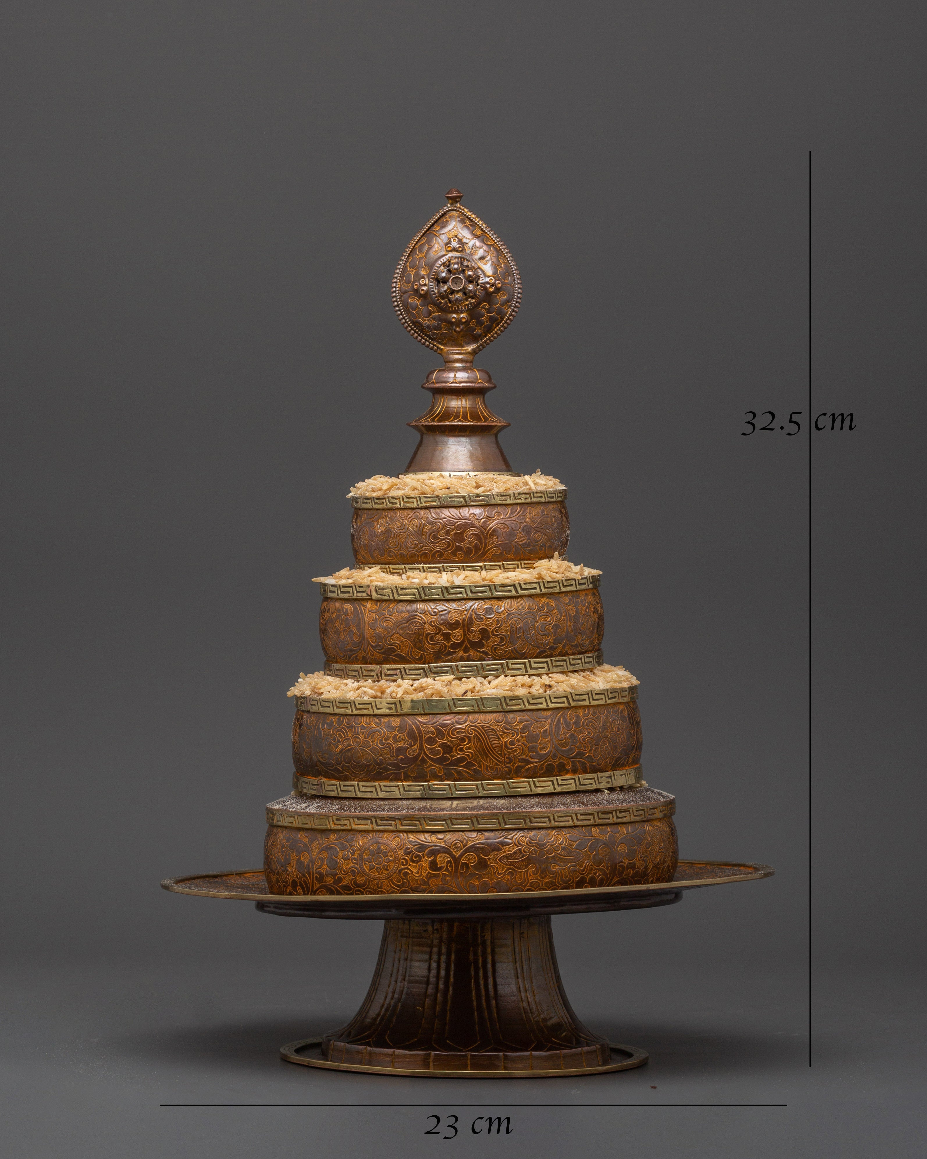 Oxidized Copper Mandala Offering Set | Buddhist Ritual Item