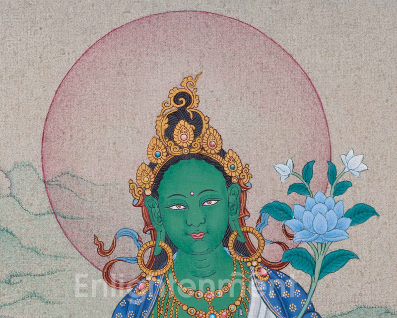 Green Tara (Sgrol-ljang) Thangka | Mother Of All Buddhas | Goddess Of Serenity