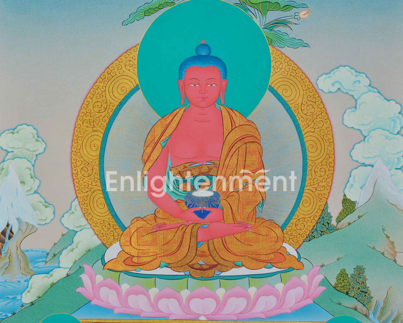 Buddha Amitabha Thangka | Buddha for Infinite Light | Painting on Cotton Canvas