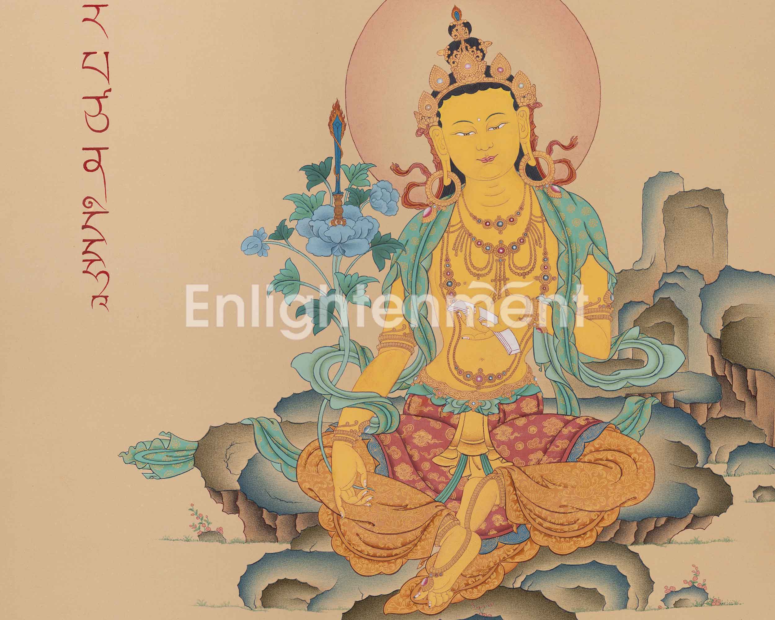 Captivating Manjushri Thangka Masterpiece for Meditation | Bodhisattva Canvas For Spiritual Practice