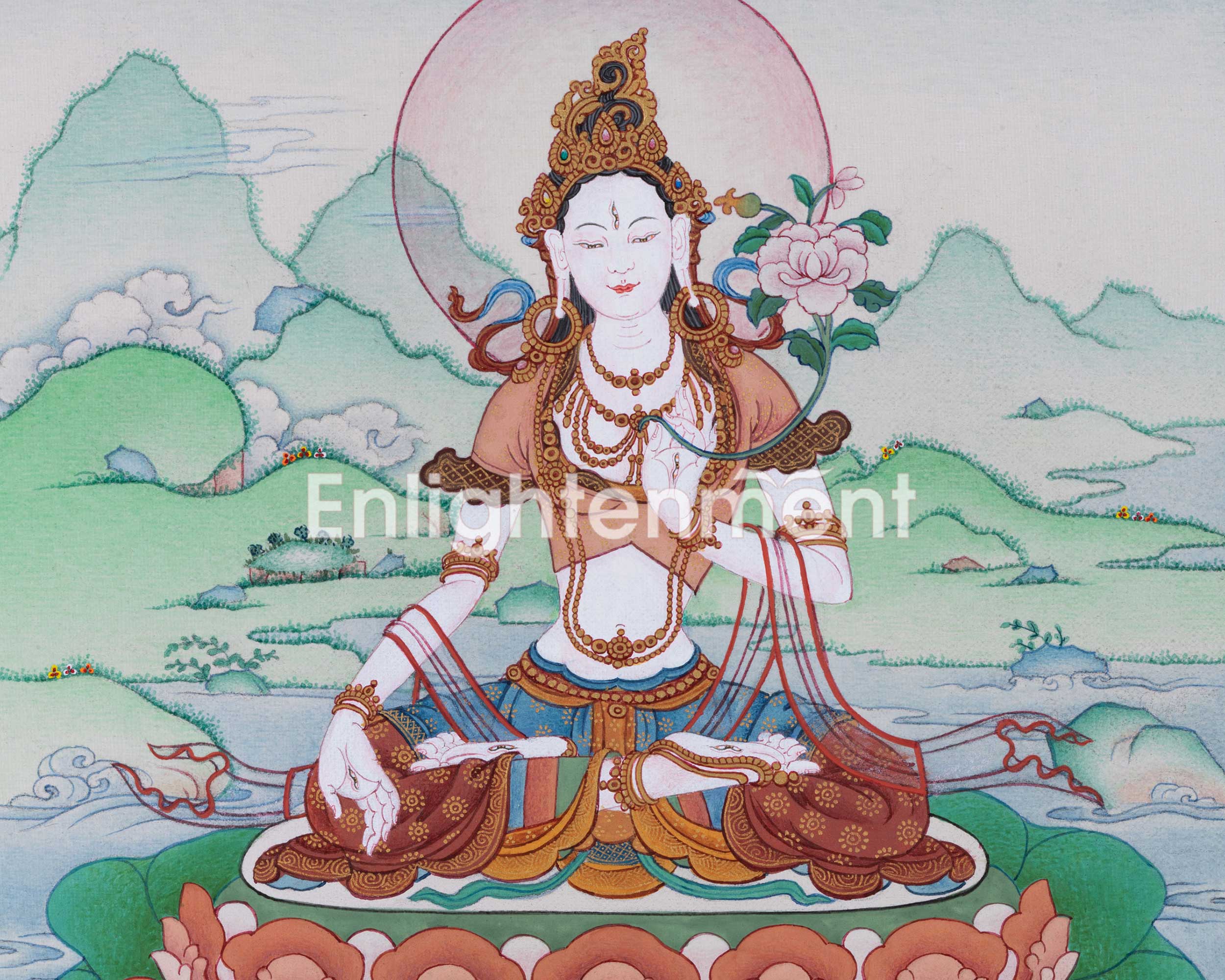 Tibetan Goddess White Tara Thangka for Home Decor | Female Buddha