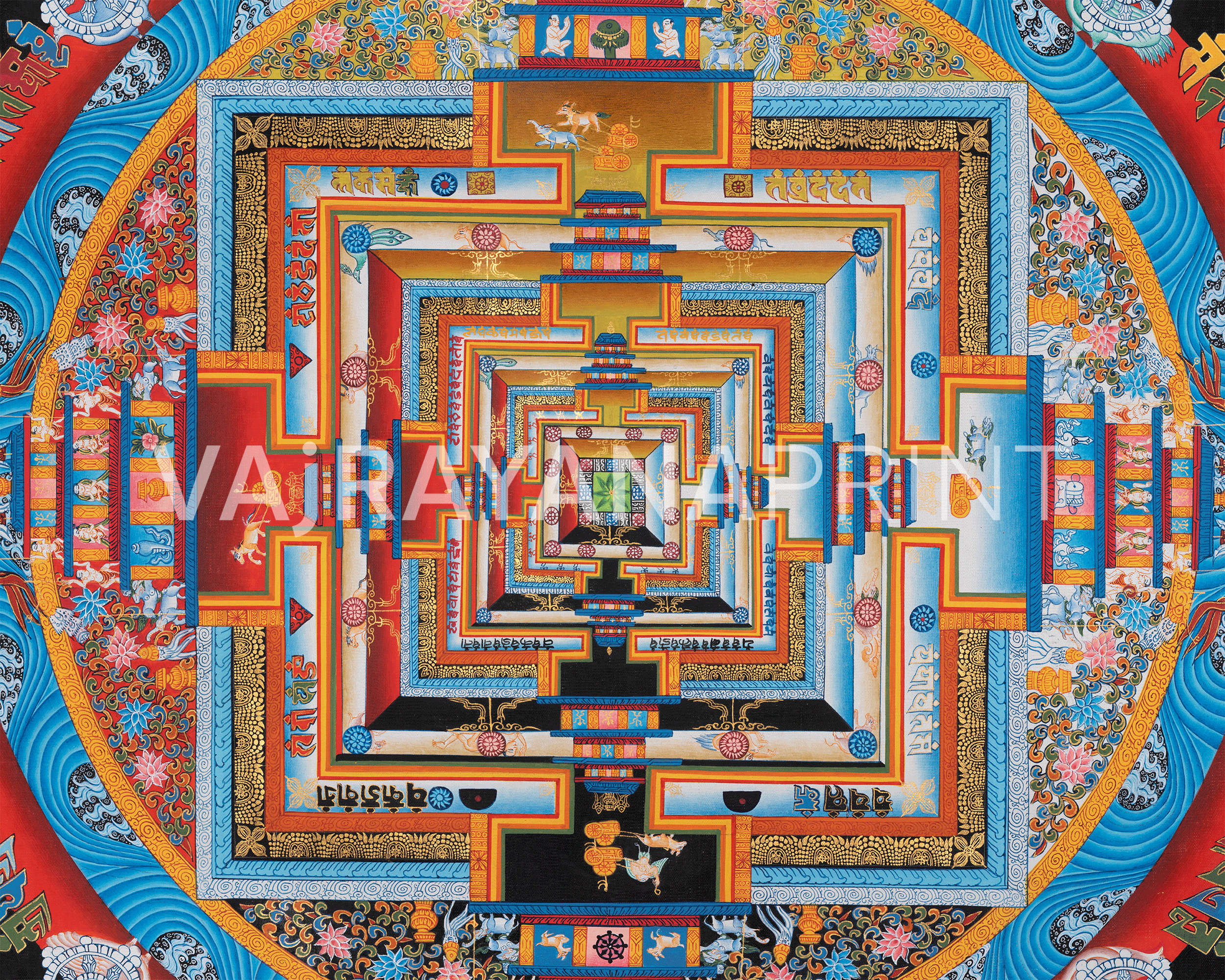 Kalachakra Mandala Thangka Print | Buddhist Art for Home Decoration