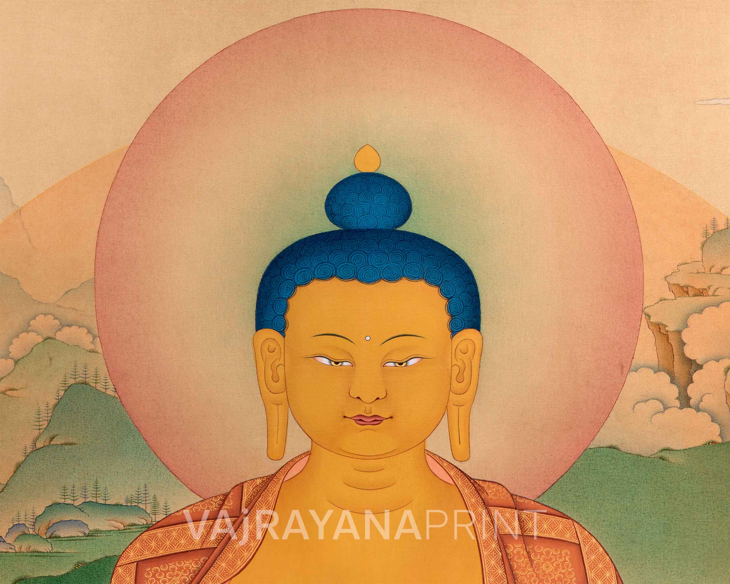 Exquisite Shakyamuni Buddha Thangka Print | Timeless Buddha Canvas For Wall Hanging | Gift Ideas