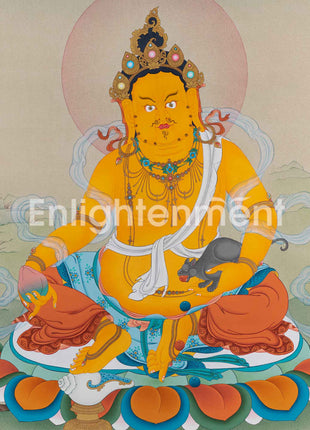 Dzambhala Thangka Artwork | Deity of Wealth and Compassion | Traditional Hand Painted Art