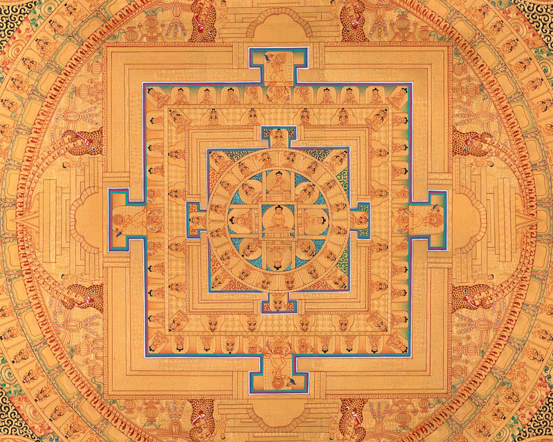 Buddha Mandala Digital Print | Traditional Buddhist Thangka Print | Spiritual Décor