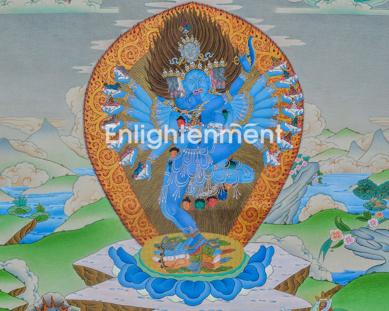 Hand-Painted Hevajra Thangka for Home Deco | A Great Compassion of Vajrayana Buddhism | Nepal Art