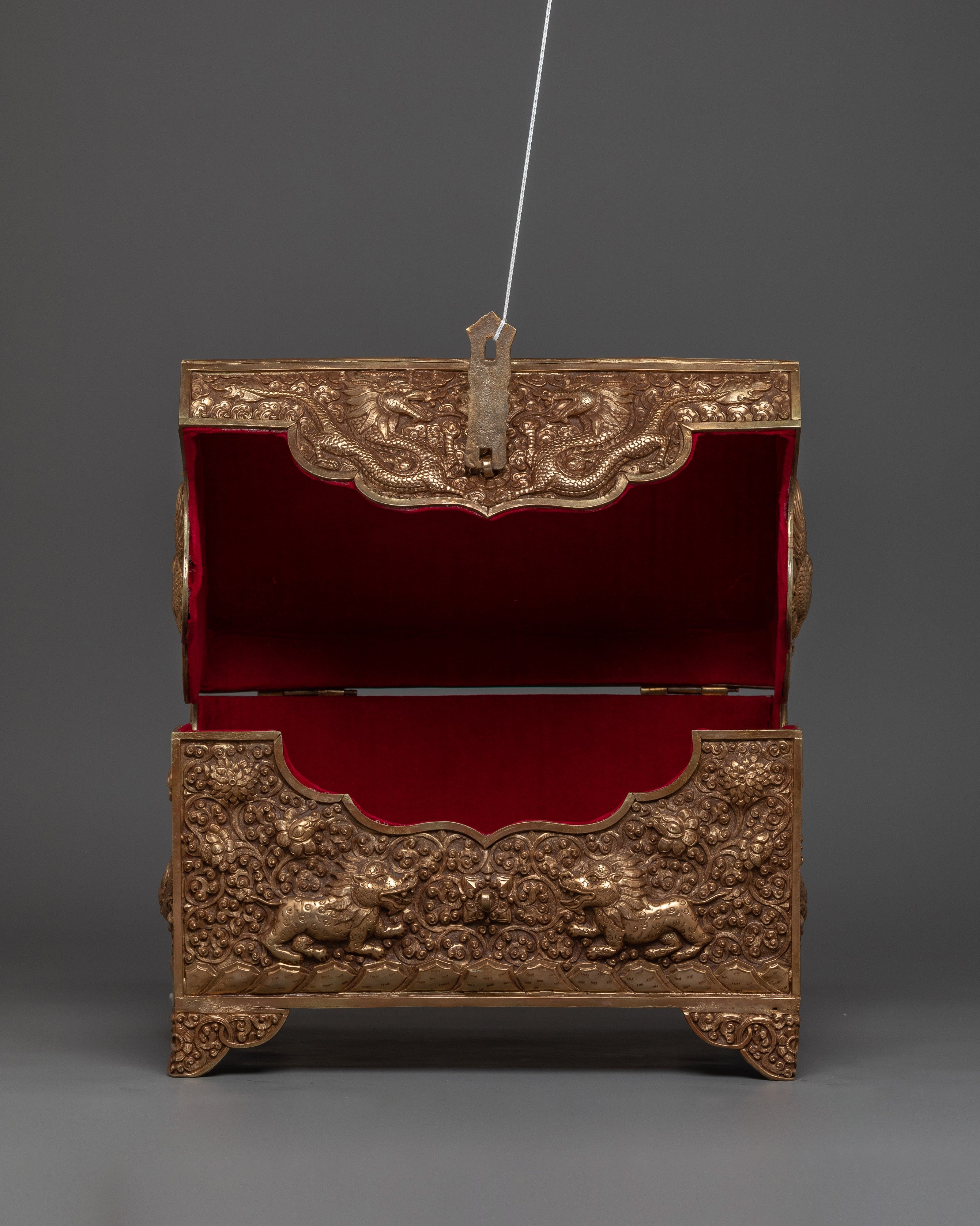 Copper Treasure Box with Gold Plating | Snow Lion Guardians