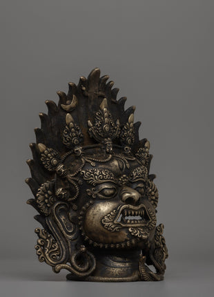 Bronze Bhairav Mask | Sacred Wall Sculpture for Meditation & Decor | Traditional Gift Idea From Nepal