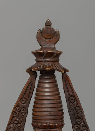 Buddhist Oxidized Copper Stupa |  Handmade Buddhist Symbol for Ritual and Decorative Use