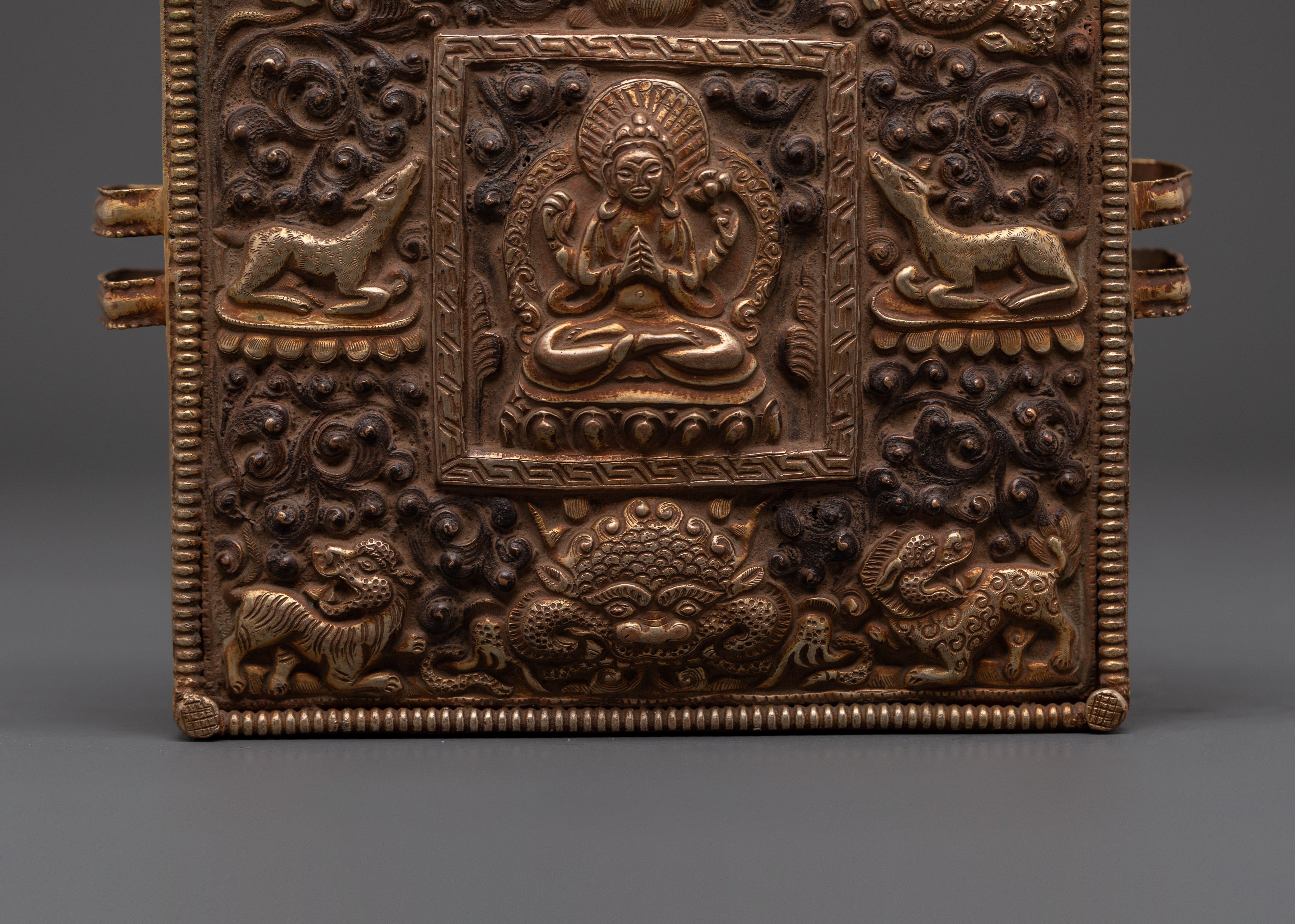 Sacred Amulet Ghau Box | Handcrafted Copper & Gold Plated Tibetan Artifact