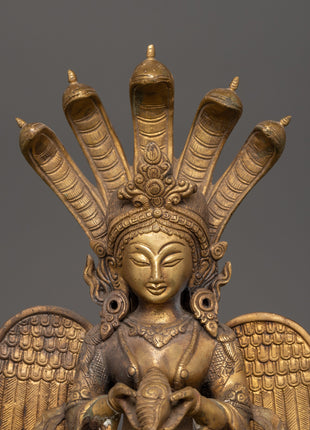 Handcrafted brass Naagkanya statue | Sacred Brass Home Altar Decor