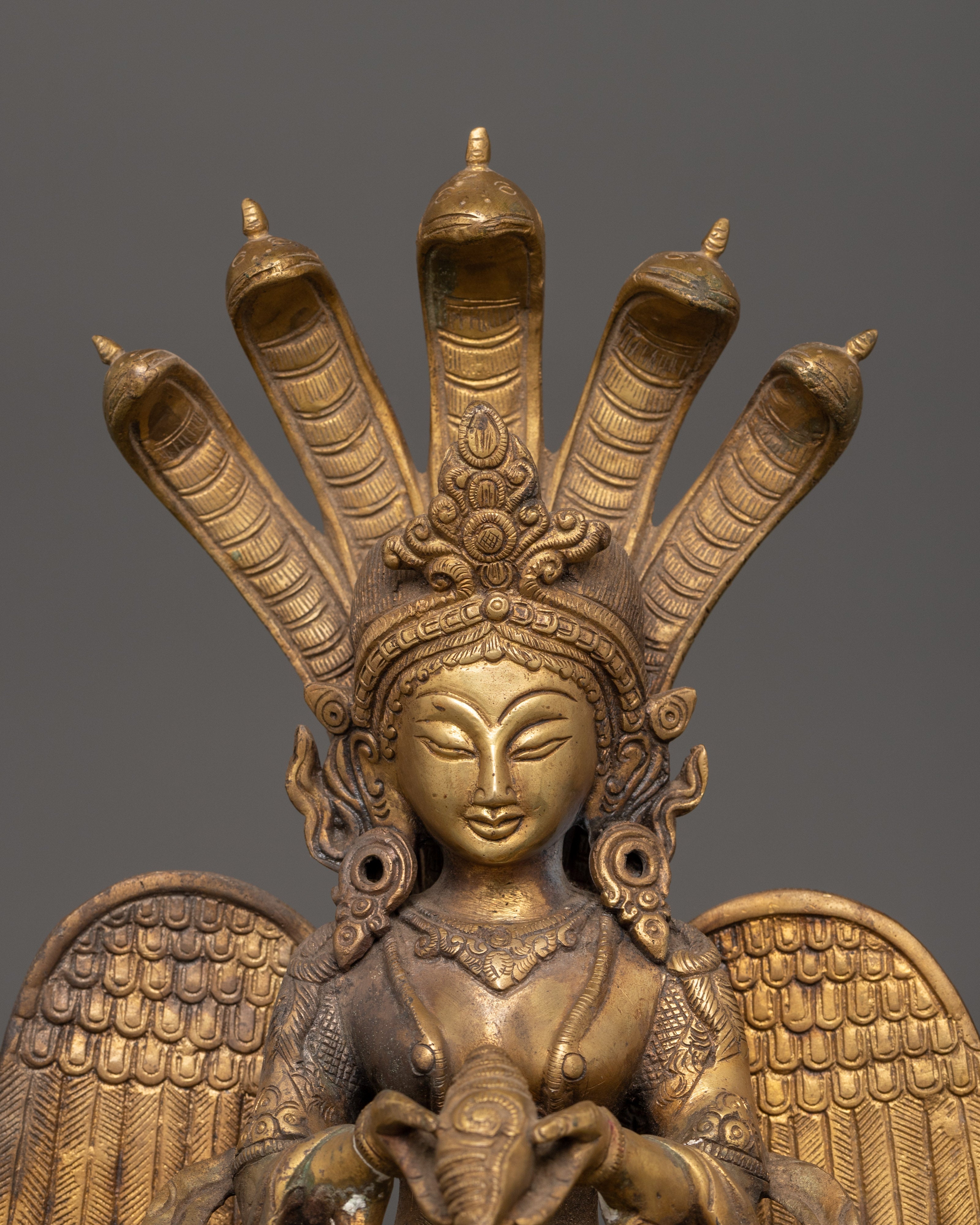 Handcrafted brass Naagkanya statue | Sacred Brass Home Altar Decor