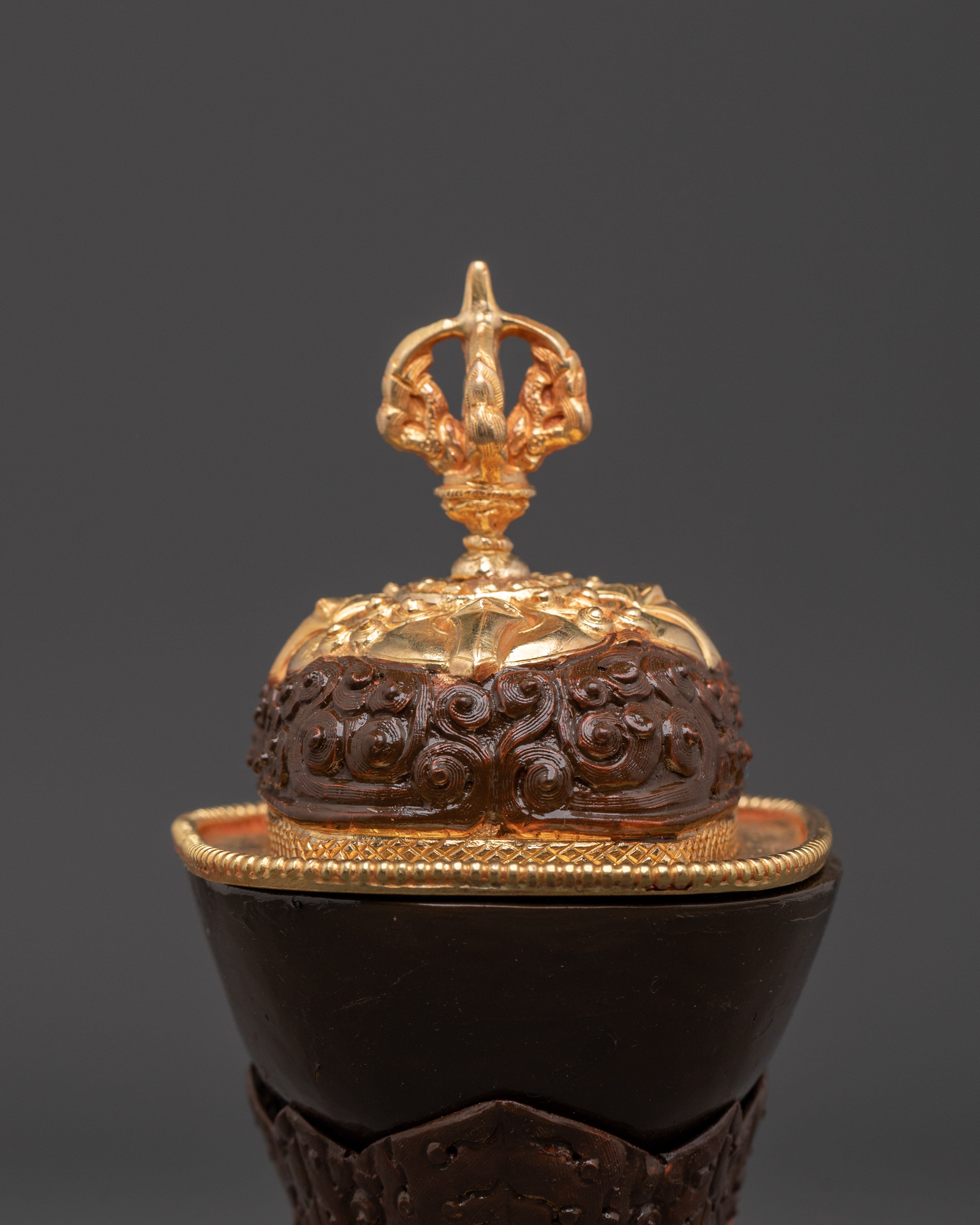 Tibetan Sacred Kapala Artifact | Handcrafted Gold Gilded Copper Ritual Cup