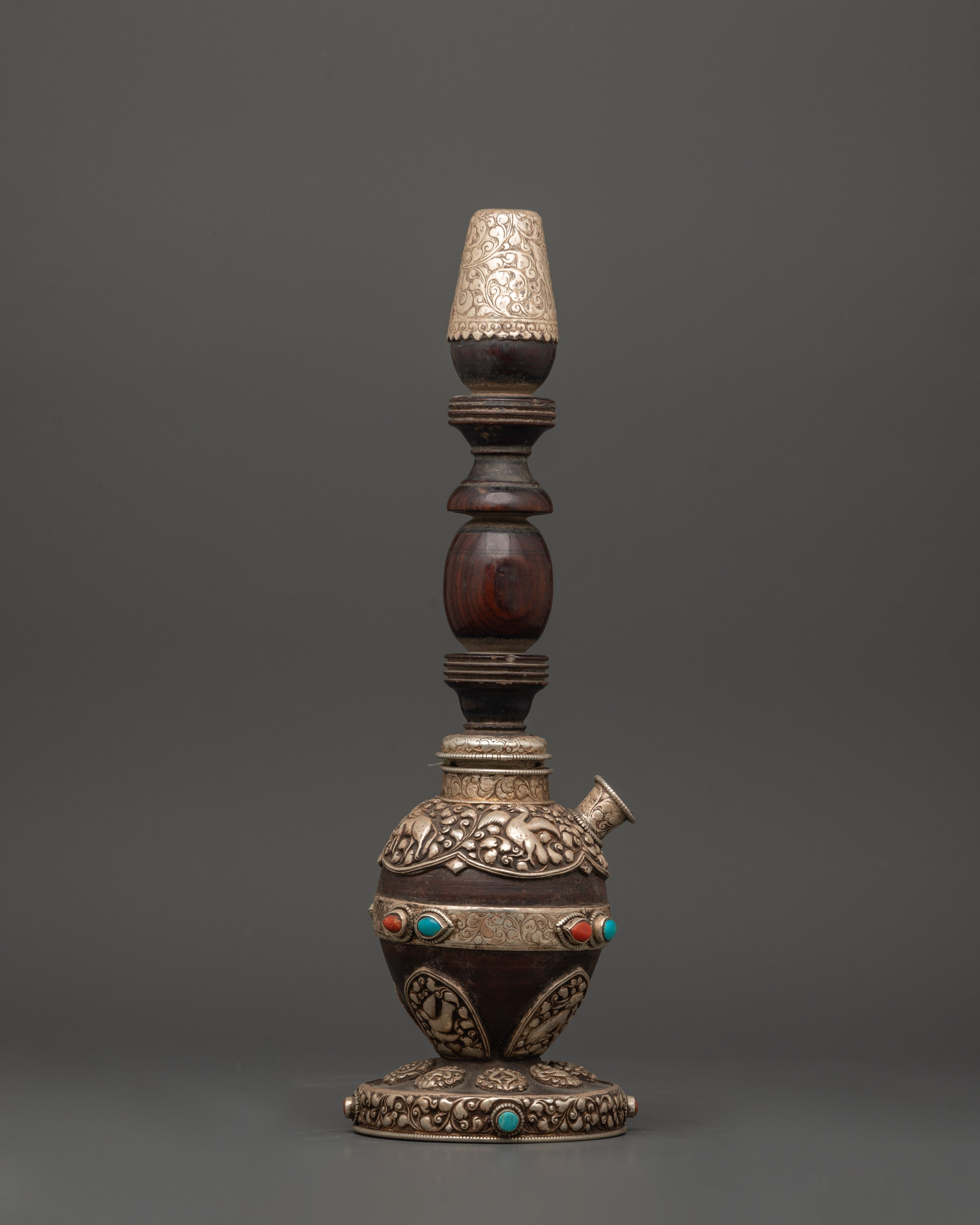 handcrafted-wooden-pure-silver-hukka