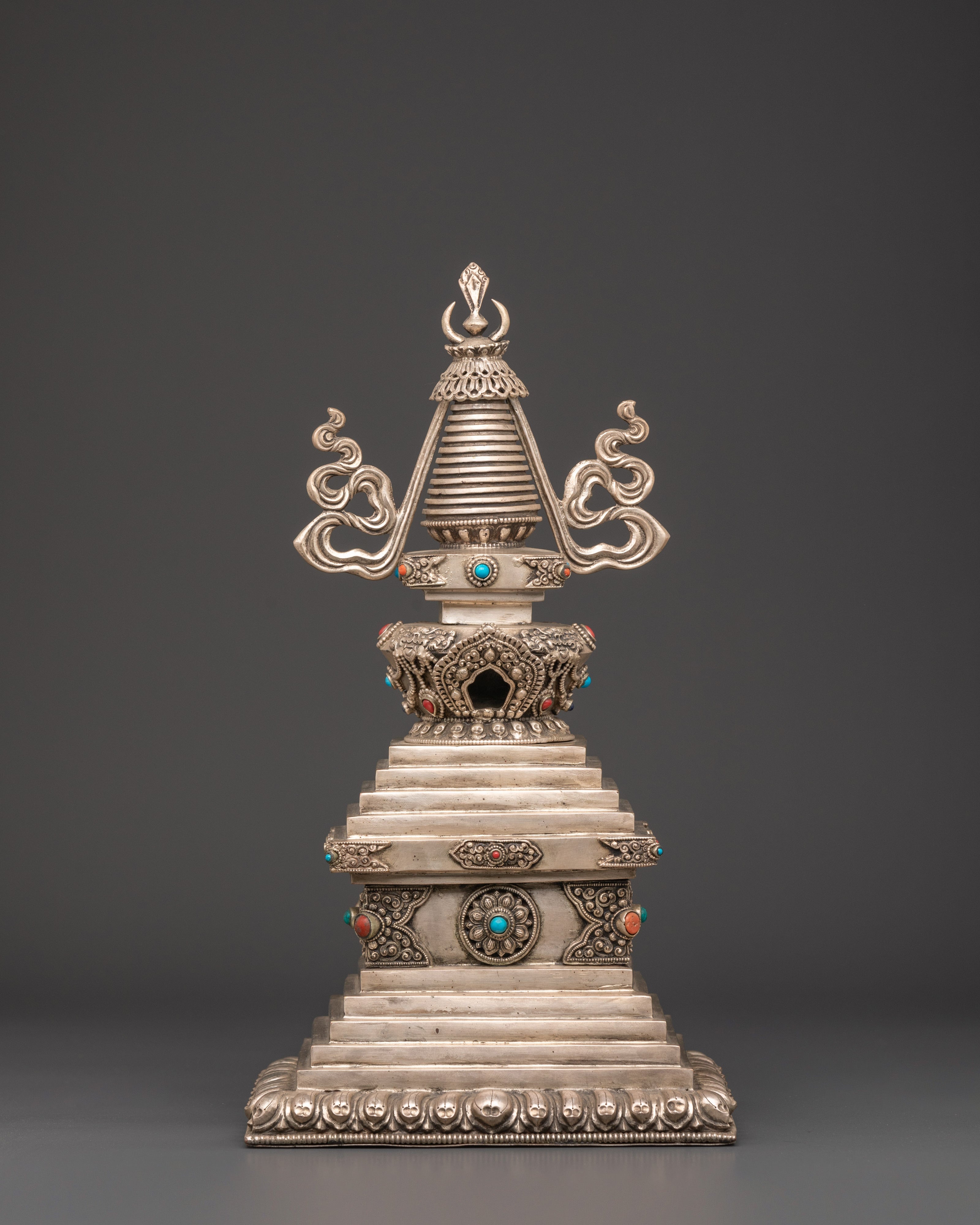 Copper Stupa with Silver Plating