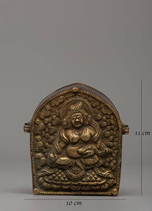 Ghau Box with Dzambhala Carving | A Sacred Ritual Box