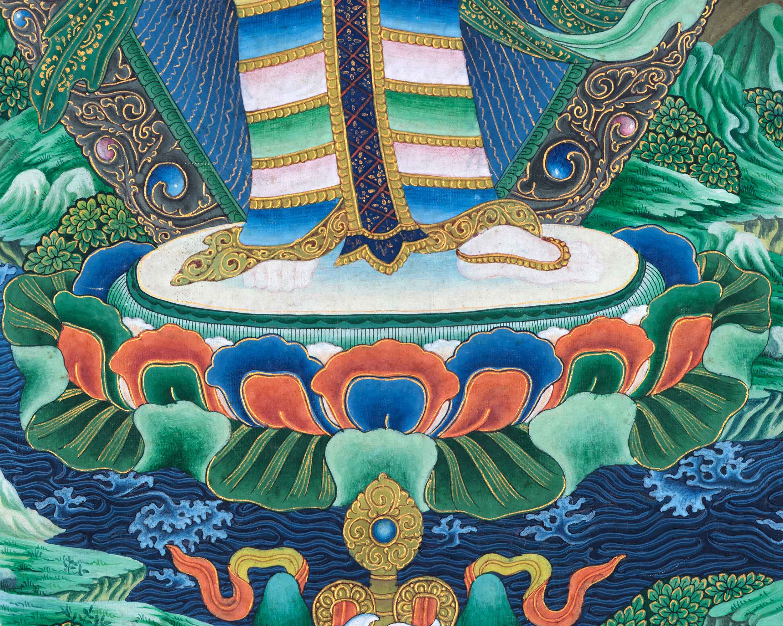Padhma Pani Thangka Print | Avalokiteshvara Traditional Thangka | Digital Wall Decors