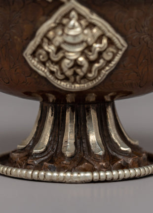 Seven Tibetan Offering Bowls | Beautiful Motifs for Rituals & Ceremonies