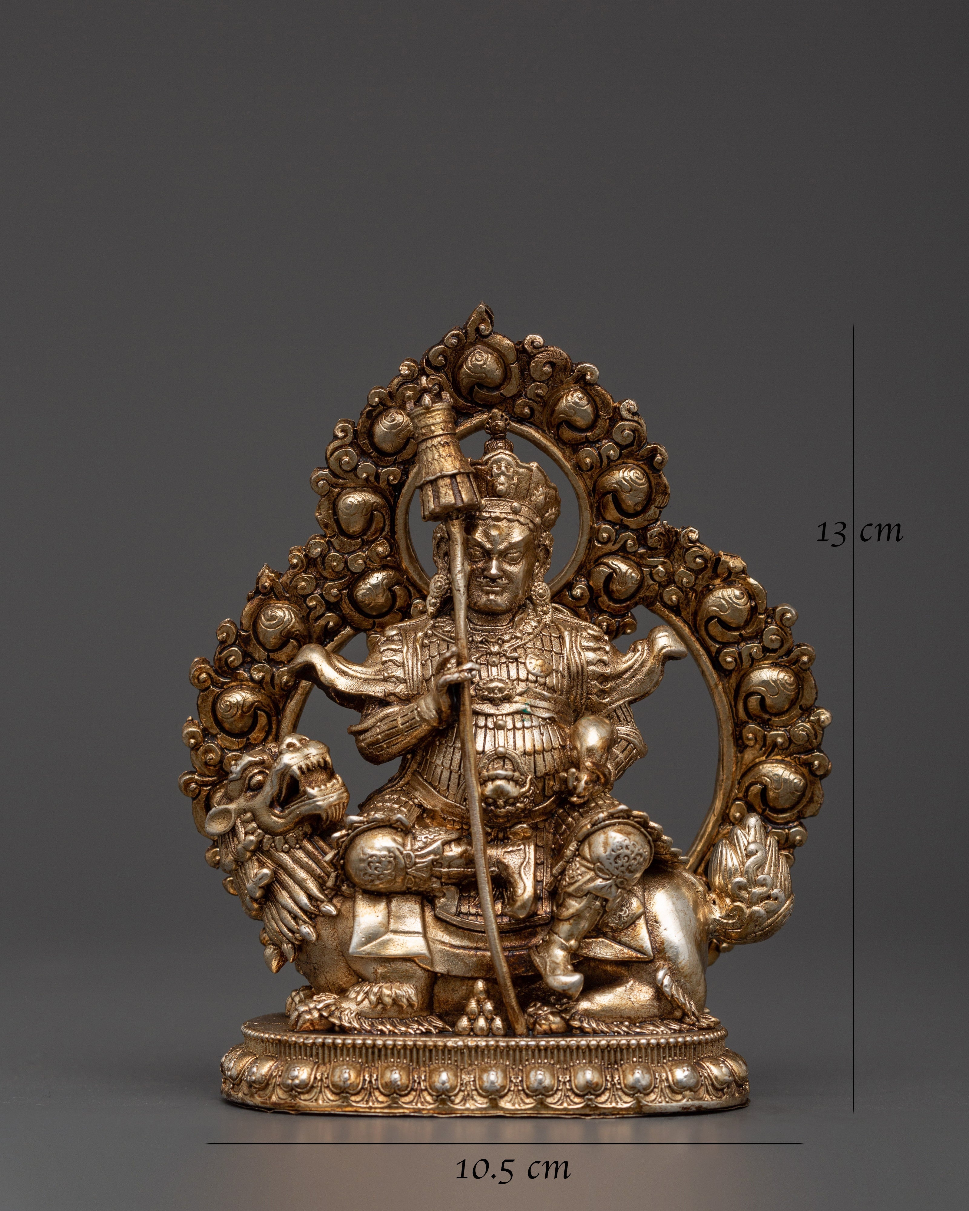 Oxidized Copper Silver-Plated Namtoshe Statue | Tibetan Guardian of Wealth & Protection