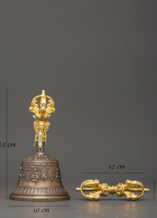 Tibetan Bronze Vajra & Bell Set |  Sacred Ritual Tools for Spiritual Awakening