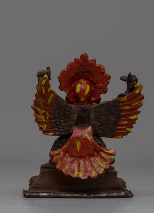 Hand-Carved Brass Garuda Statue with Antique Finish | Oxidized Antique Finish Deity