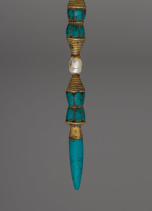 Tibetan Minister Earring | Gold-Plated with Turquoise