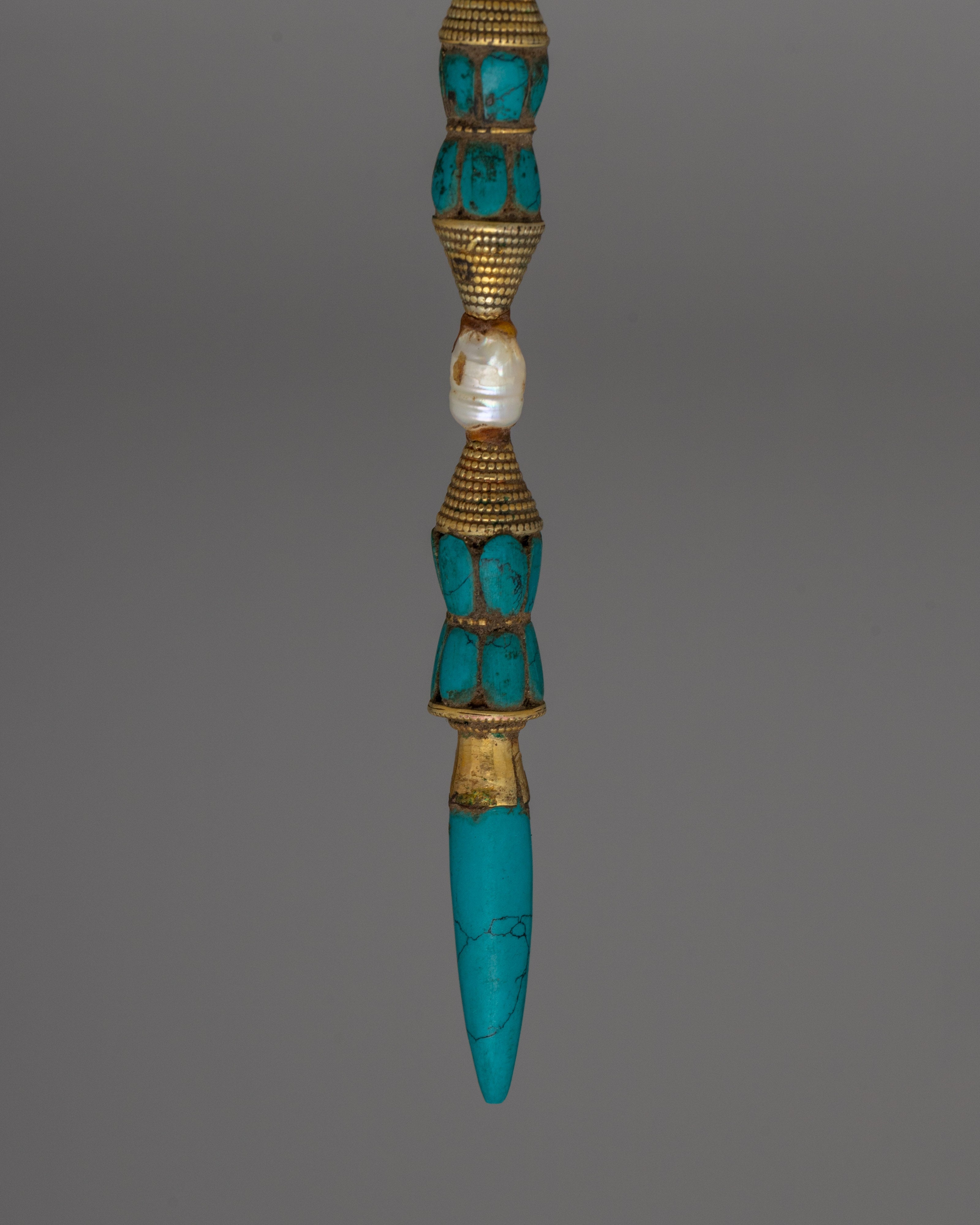 Tibetan Minister Earring | Gold-Plated with Turquoise