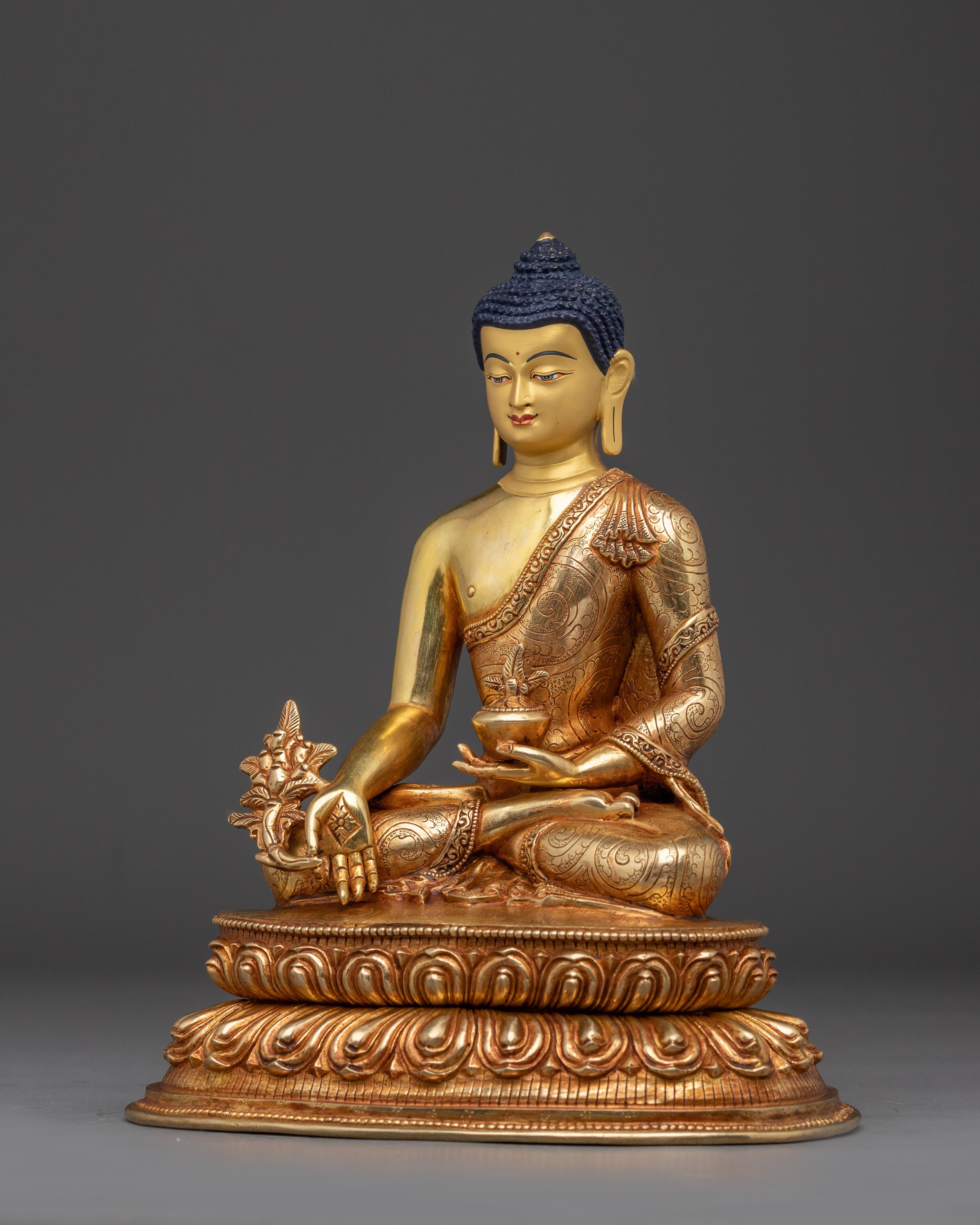 Supreme Healer Medicine Buddha Golden Statue for Healing and Meditation